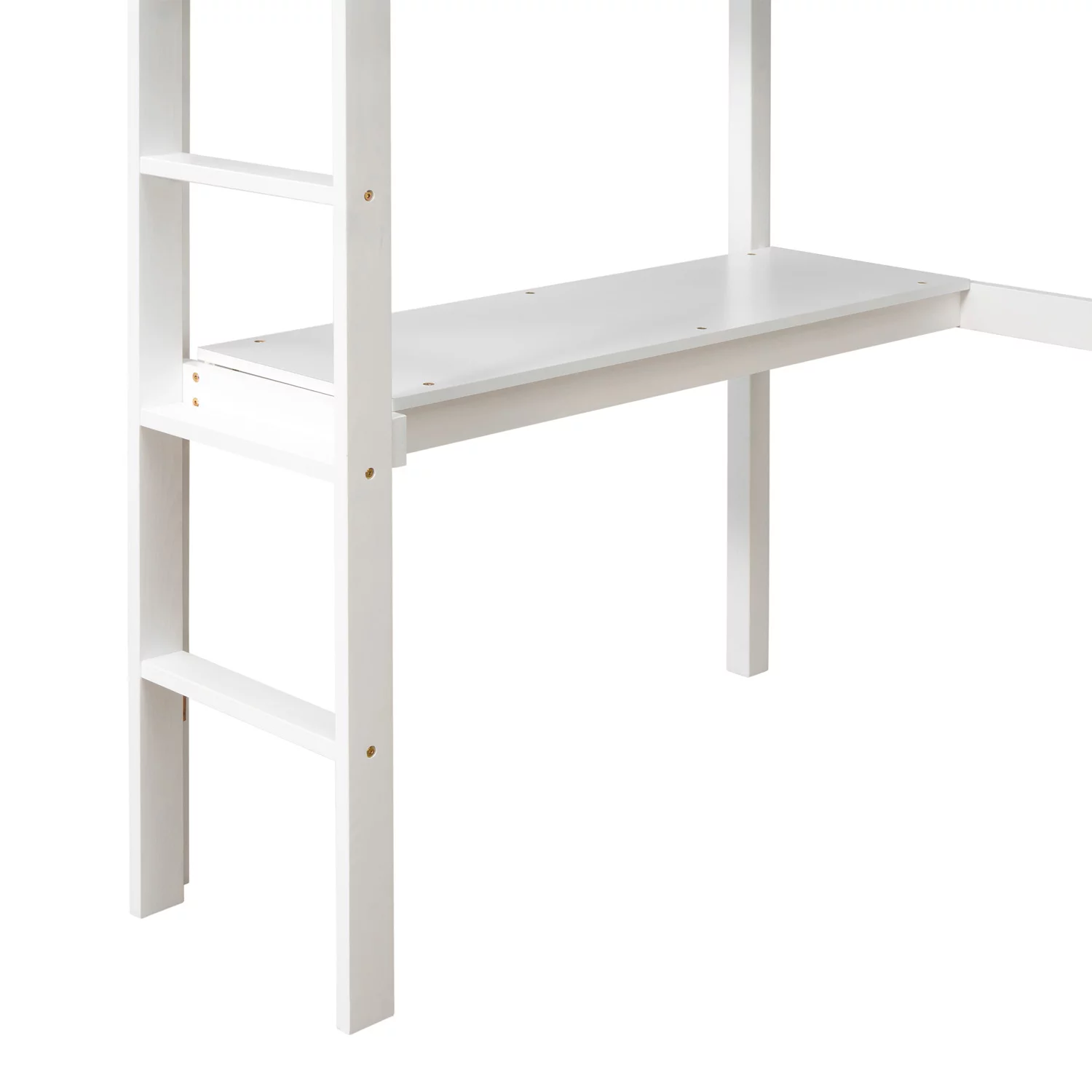 Syngar Twin Loft Bed Frame with Desk, Solid Pine Wood Twin Loft Bunk Bed Frame with Ladder for Boys Girls Teens Adults, No Box Spring Needed, Easy Assembly, White