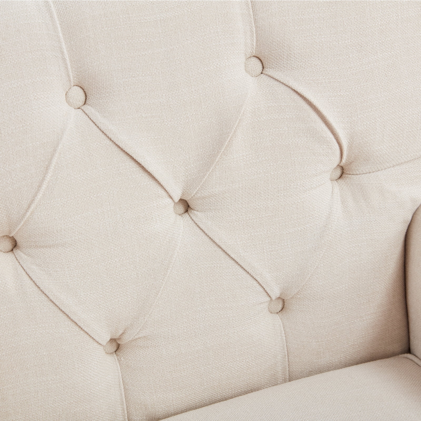 HUIMO Arm Chair with Ottoman,Upholstered Button Tufted Accent Chair,Linen Fabric Sofa Reading Chairs for Living Room, for Bedroom(Beige)
