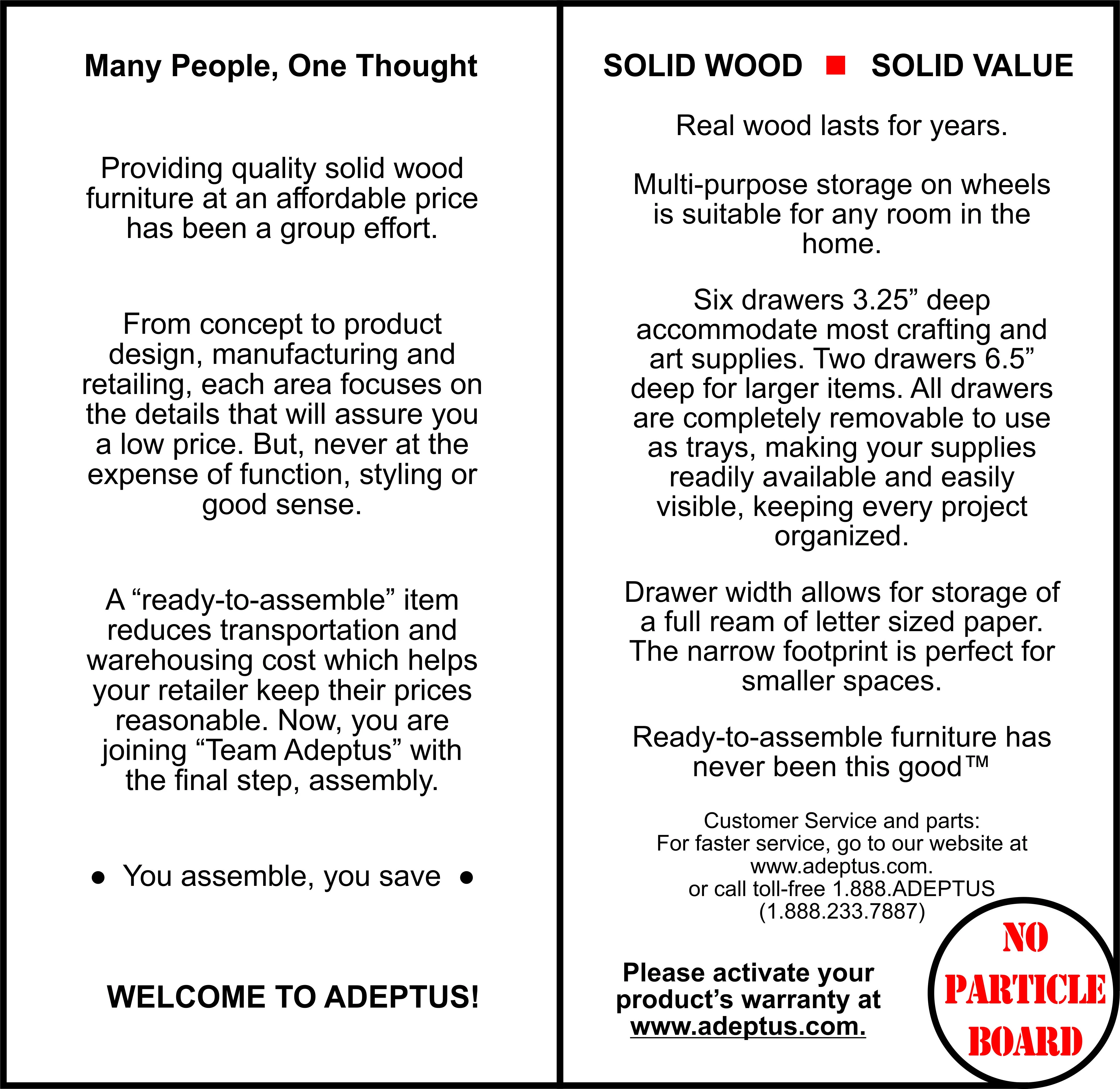 Adeptus Original Roll Cart, Solid Wood, 6+2 Drawer Narrow Roll Cart, Med Pine