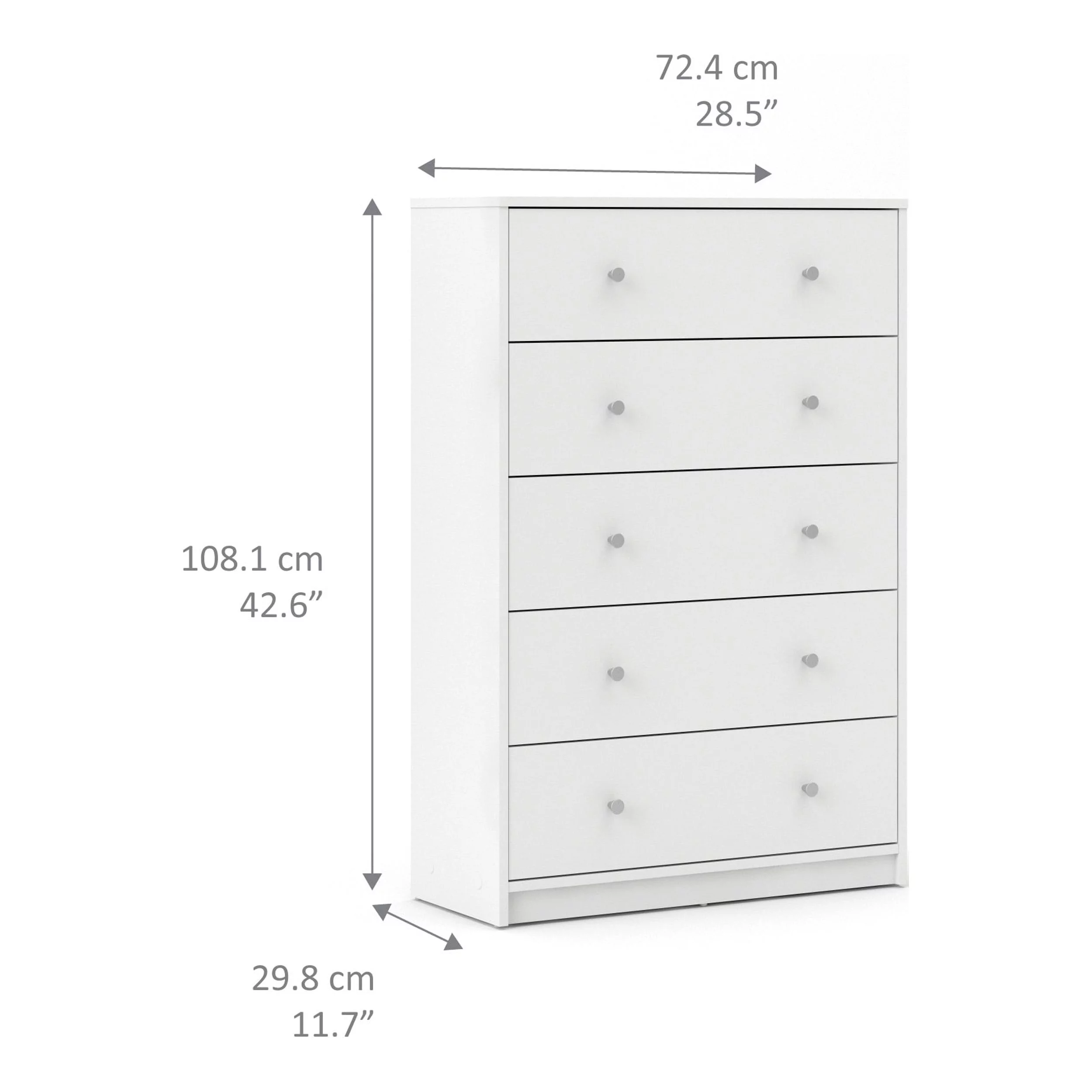 Studio 5 Drawer Dresser, White