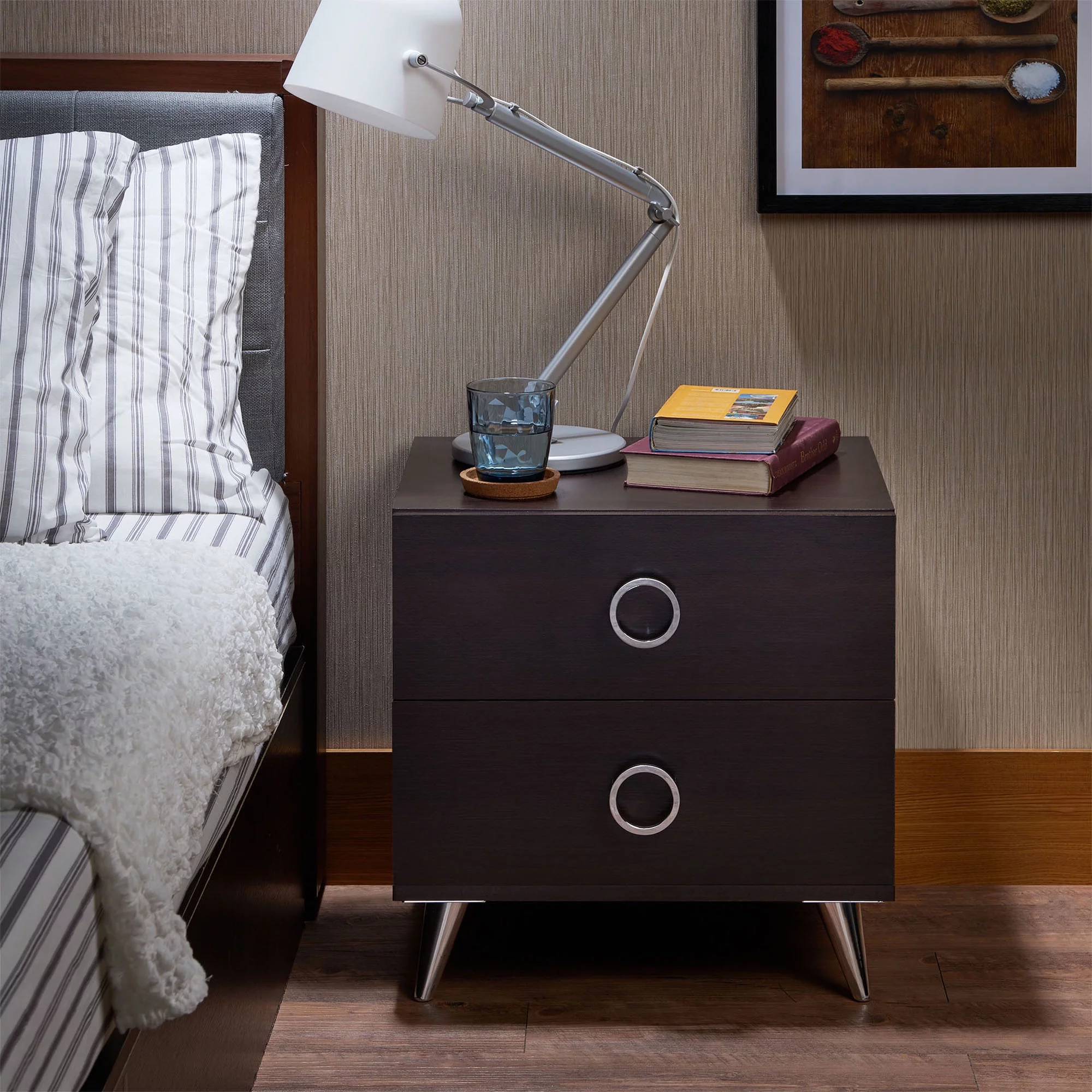 ACME Elms Accent Table with 2 Drawers in Espresso