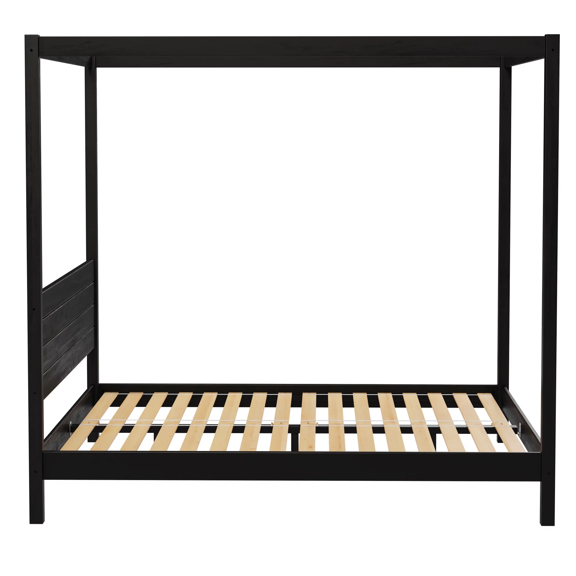 Walker Edison Minimalist Solid Wood King-Size Canopy Bedframe, Black