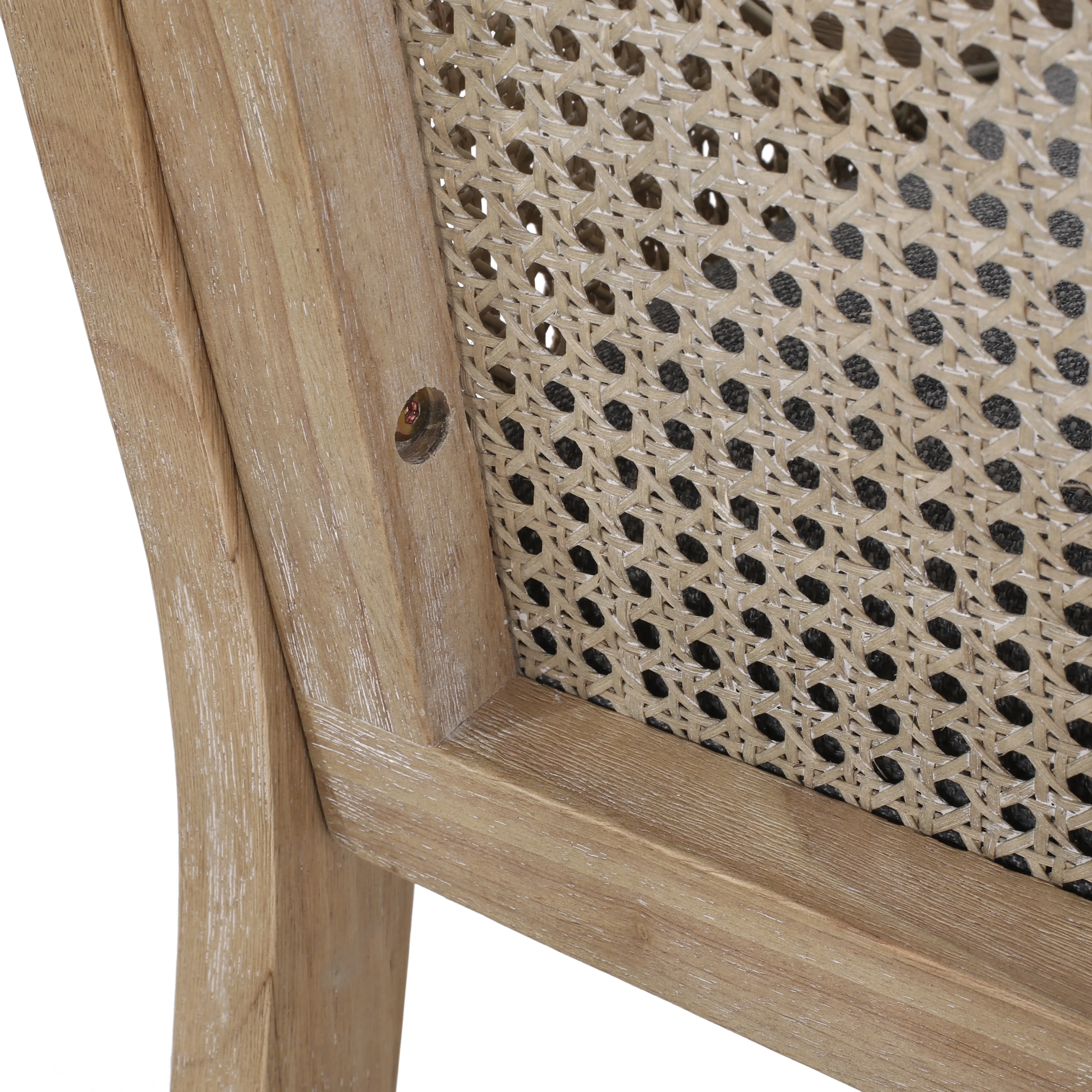 GDF Studio Oneida Rustic Fabric Upholstered Wood and Cane 30 inch Barstools, Set of 2, Charcoal and Natural