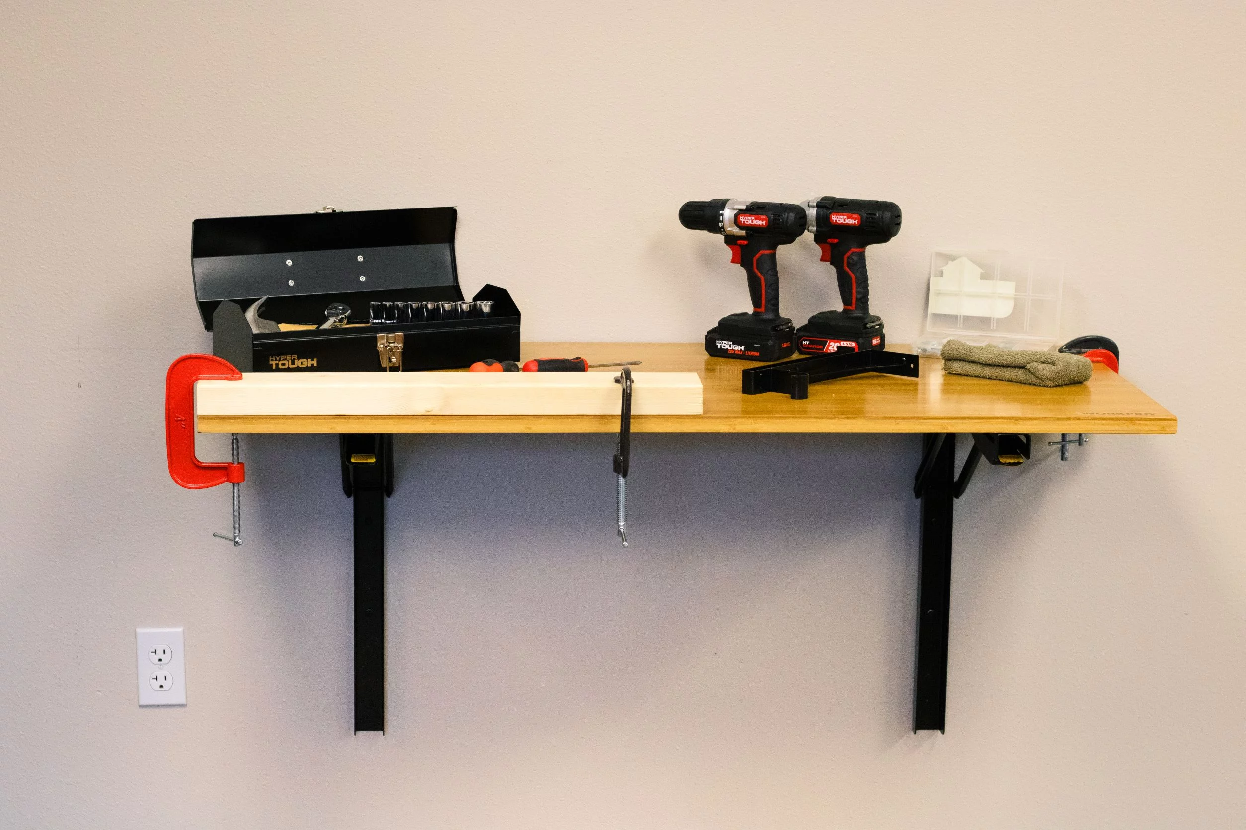 WORKPRO 48-Inch Foldable Workbench Wall Mount Space Saver, 500 lbs. Capacity, Steel