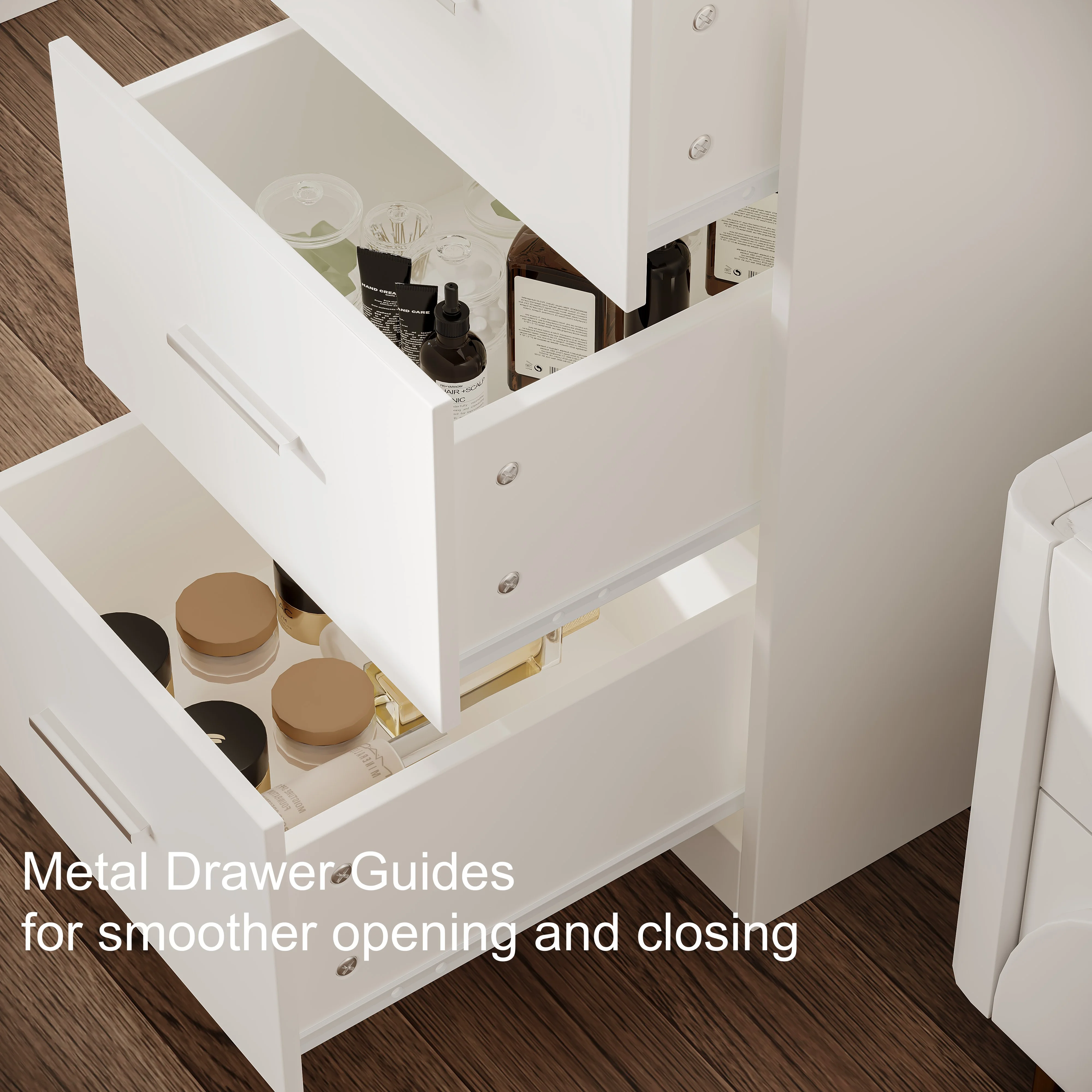 Makeup Vanity Table with Large Mirror and 3-mode Lights, 7-Drawer Dressing Table, Bedroom Makeup Table, White LYVT004W