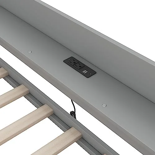 LLBIULife Harper & Bright Designs Twin Daybed with  Drawers  Shelves and Built-in Charging Station  Wood Twin  Bed Frame  for Bedroom Living Room (Twin Size  White)