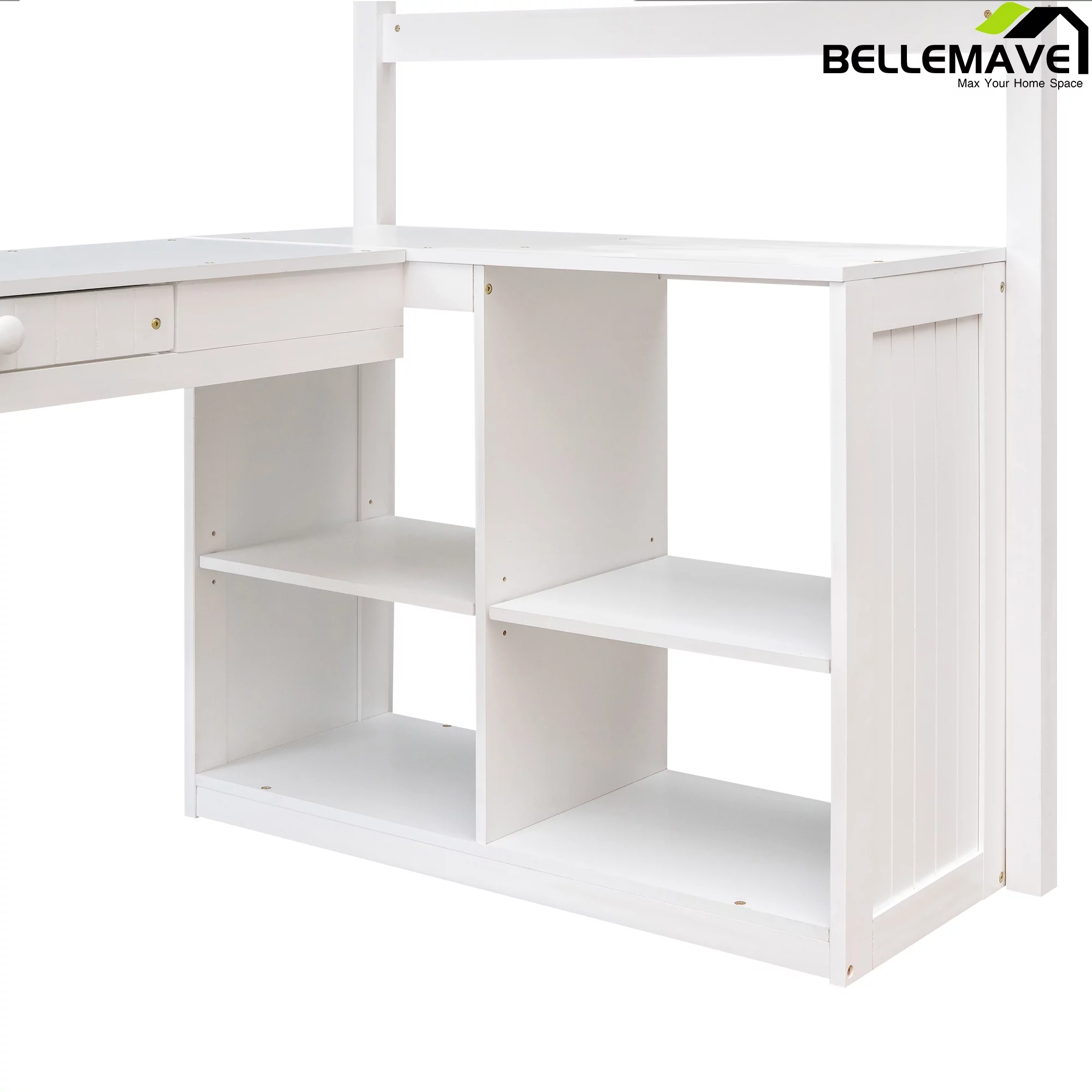 Bellemave Twin Size High Loft Bed with Desk and Drawers for Kids,Wooden Loft Bed Frame with Bookcase Shelves and Storage Cabinet for Kids,Teens,Adults,White