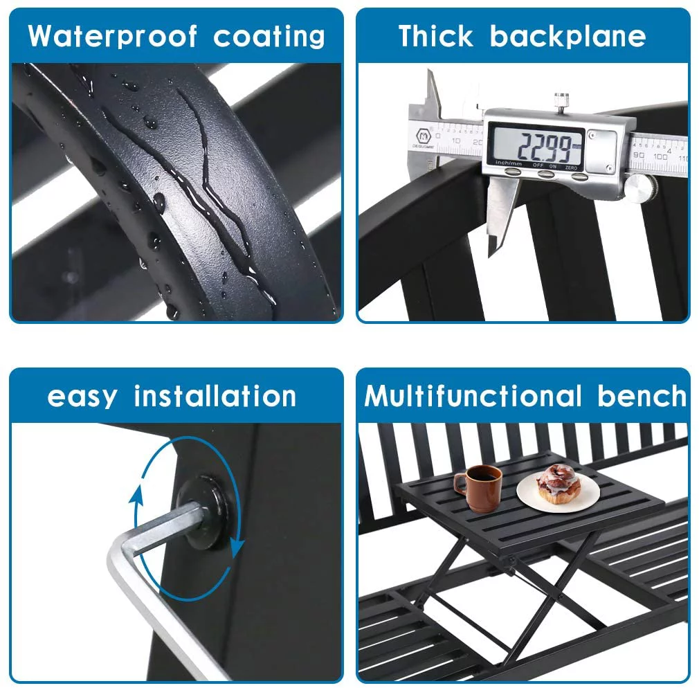 Park Bench Metal Bench Garden Bench Chair Outdoor Benches Clearance Patio Bench Yard Bench Porch Work Entryway Steel Frame Furniture