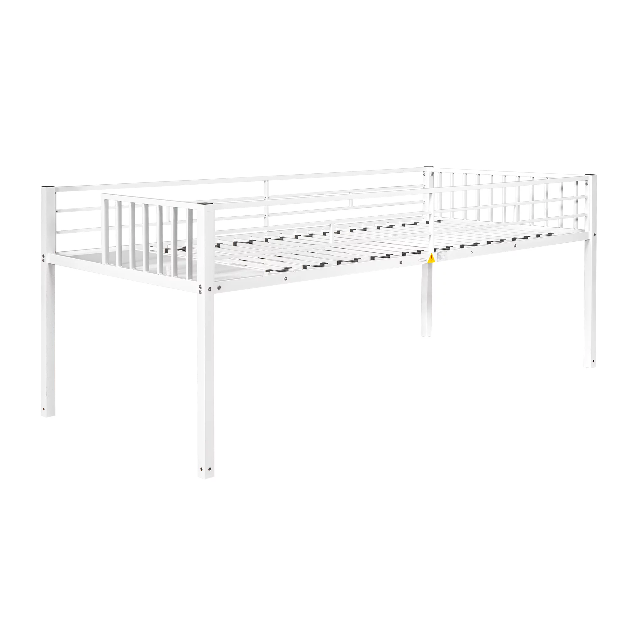 Triple Metal Bunk Bed Twin over Twin with Ladder for Kids, Boys & Girls, Convertible Bunk Set, White