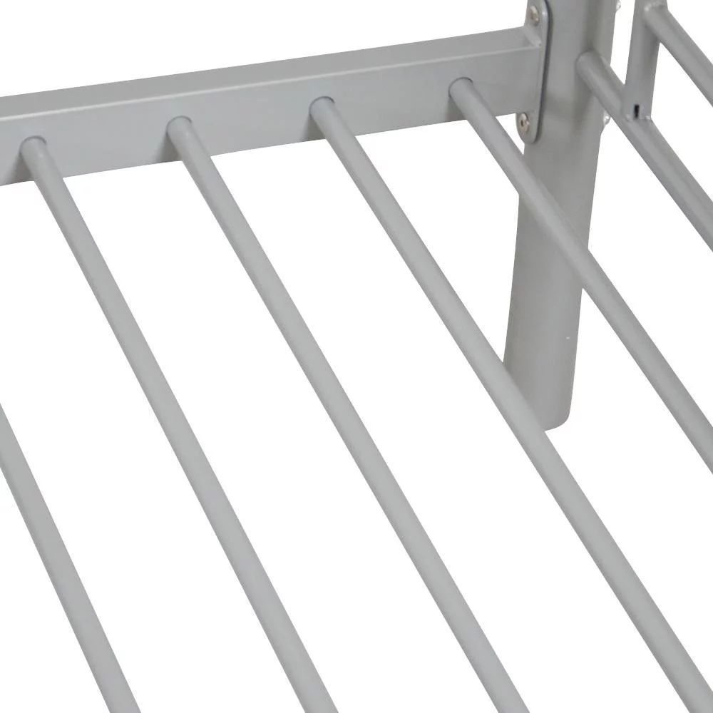 Ktaxon Twin Bed for Kids,Metal Frame with Ladder,Gray Bunk