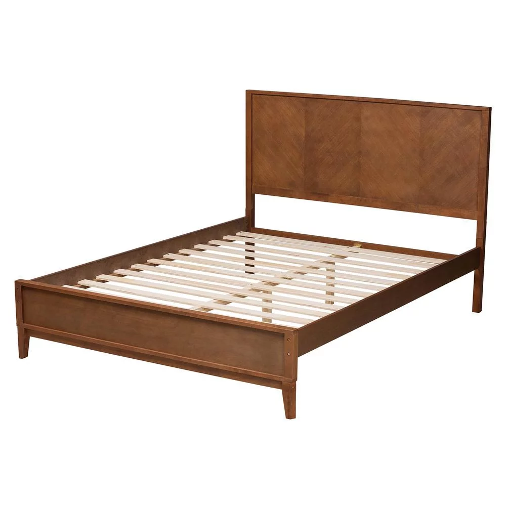 Baxton Studio Carver Ash Walnut Finished Wood Queen Size Platform Bed