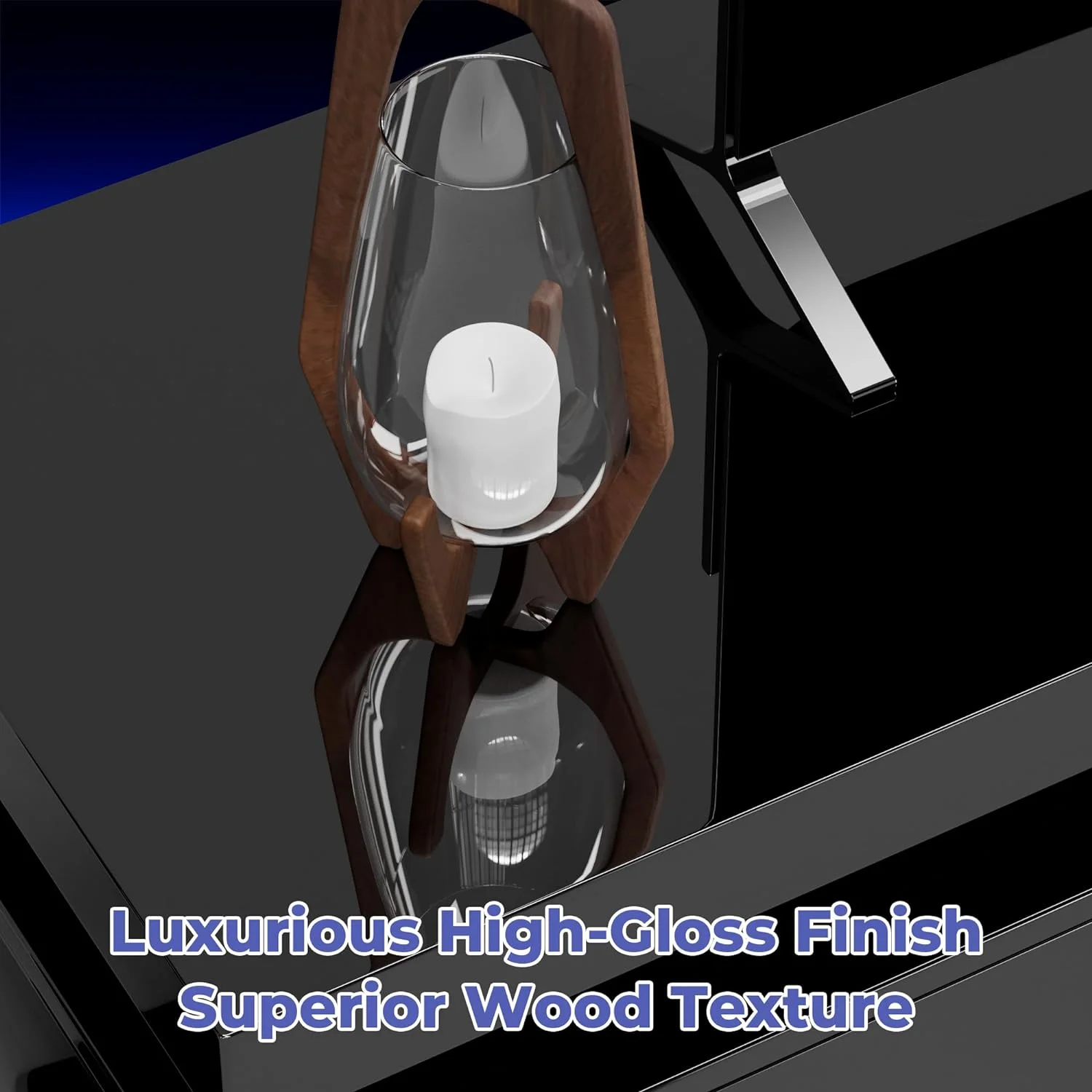 RUNFAYBIU LED TV Stand Black High Gloss for 55/65/70/75 inch TV  Modern Entertainment Center with   Gaming TV Stand  Media Console with Lights  Power Outlet  Adjustable   Living Room  Bed