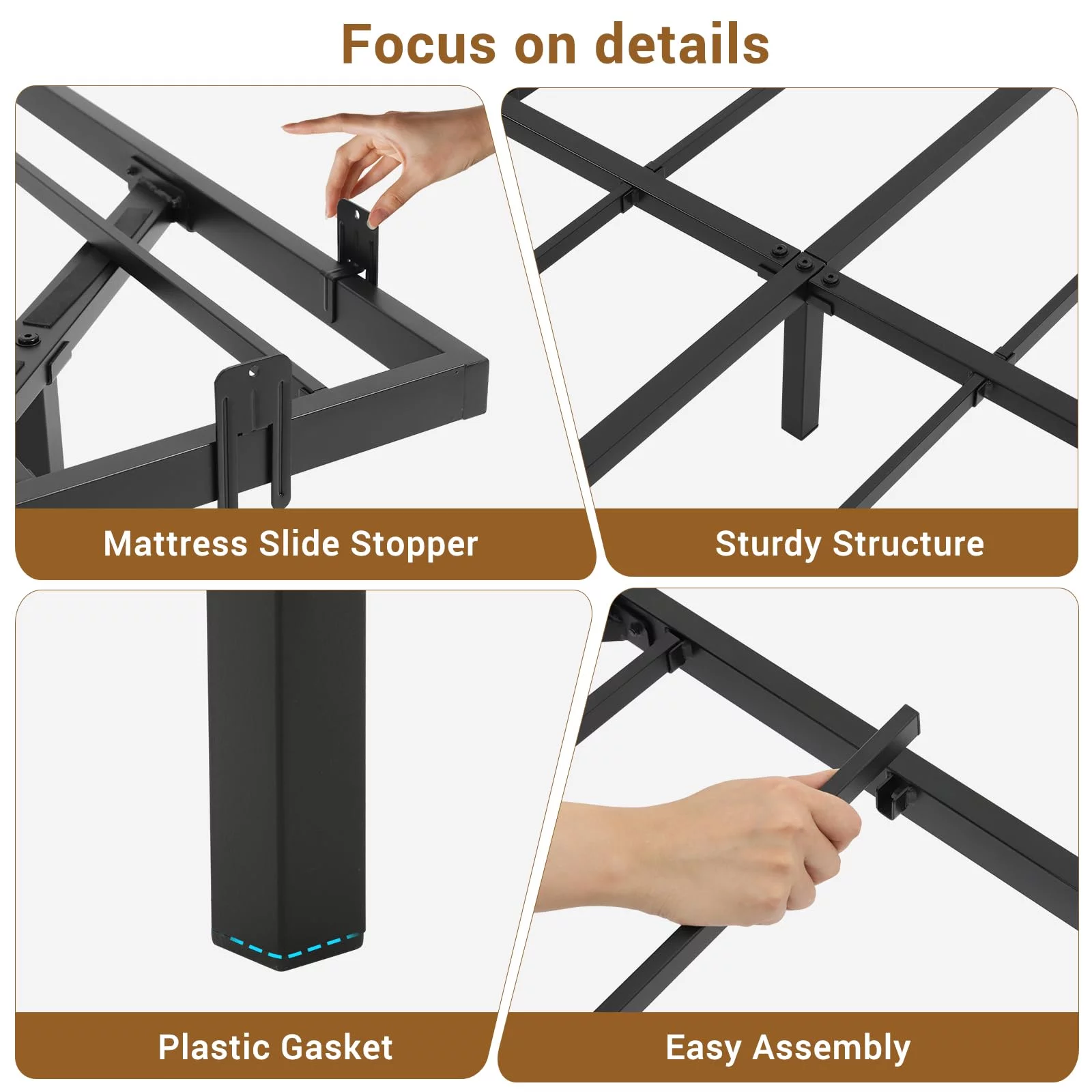 Metal Floating Bed Frame Queen Size Metal Platform Bed Frame with LED Lights,No Box Spring Needed