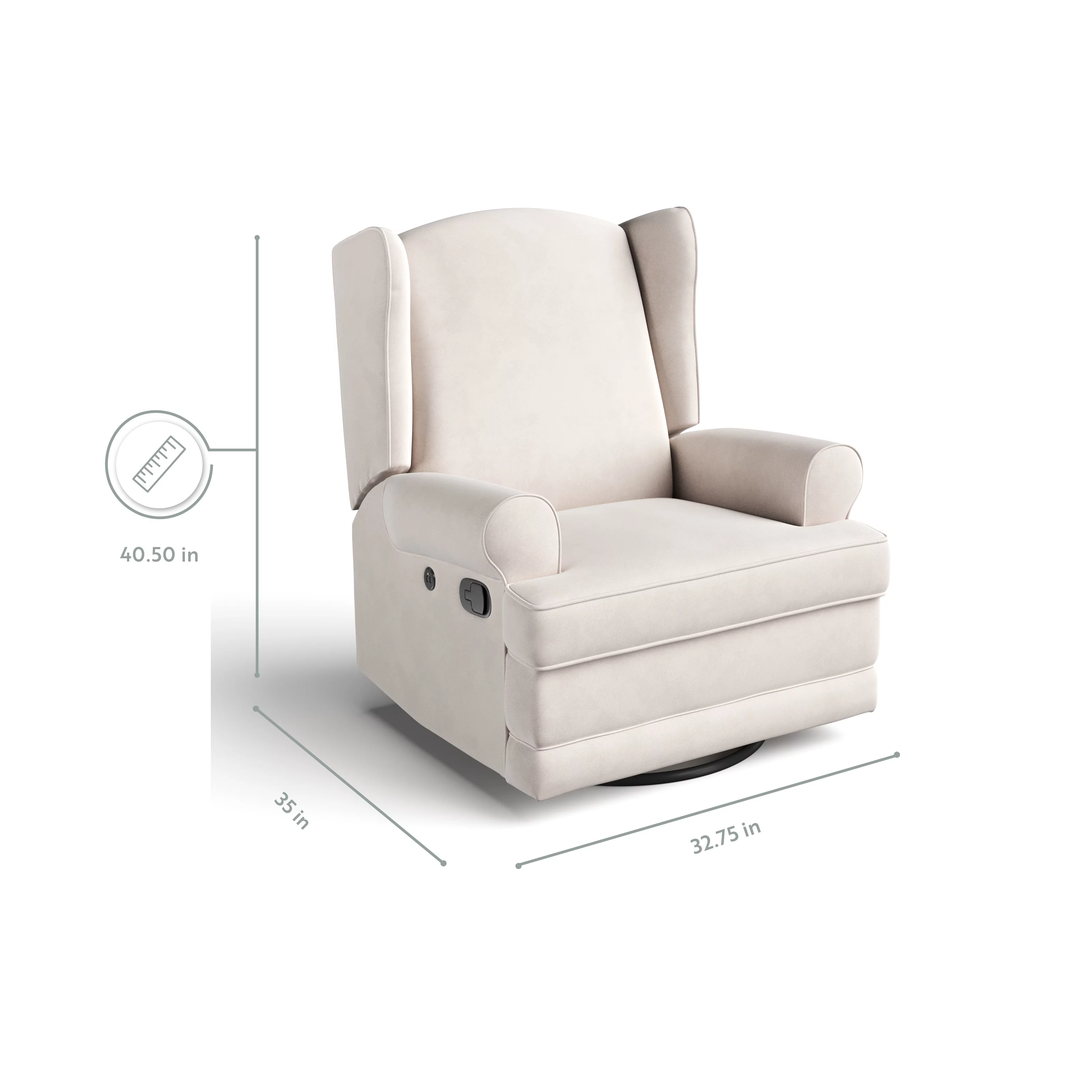 Storkcraft Serenity Wingback Children's Nursery Recline Glider with USB, Ivory