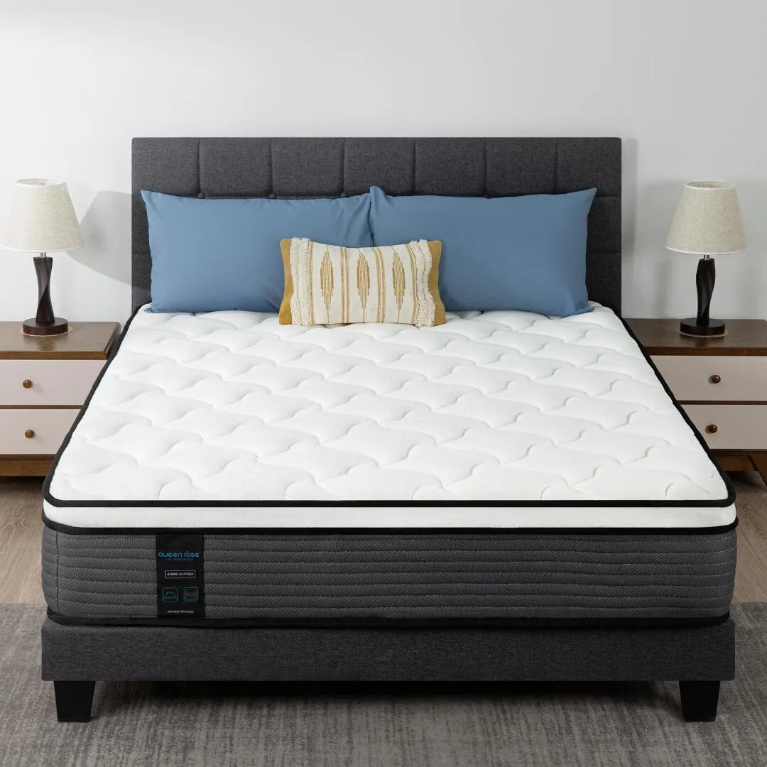 Queen Rose 14' ' Queen Medium Firm Hybrid Mattress, with Pocket Spring , Bed in-a-Box