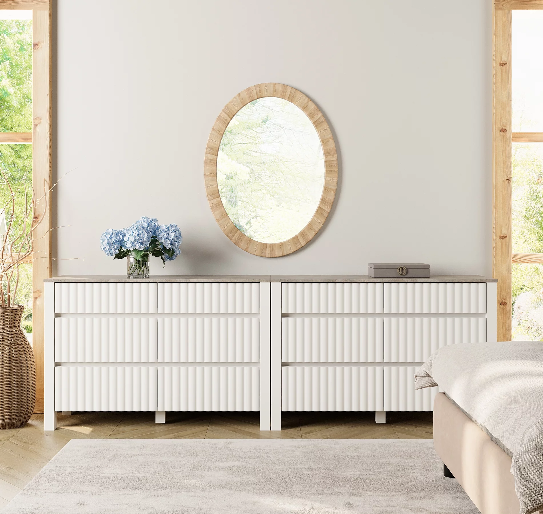 WAMPAT White Dresser for Bedroom with 12 Drawers,Modern Chests & Dressers Storage Cabinet Organizer,Changing Table Dresser for Living Room,Nursery, Hallway