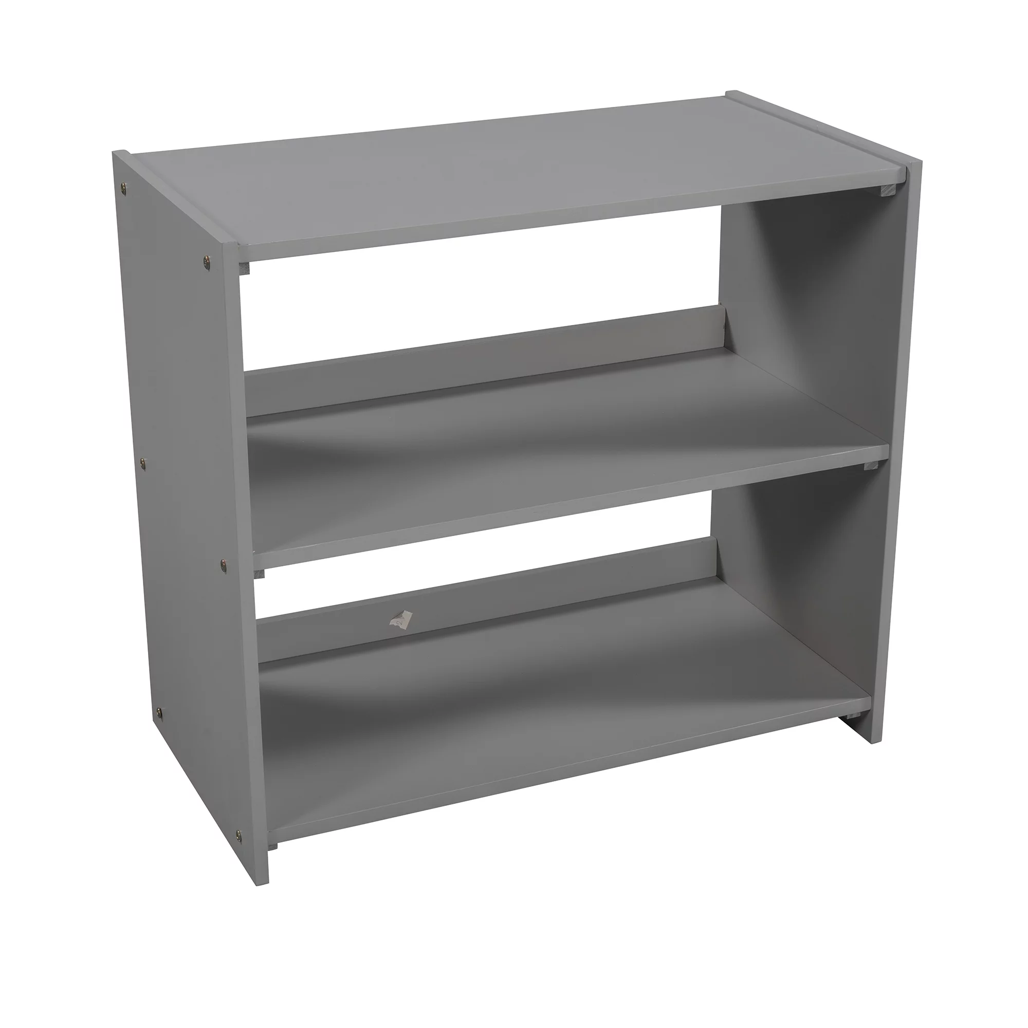 Euroco Wood Twin Size Low Loft Bed with Bookcase, Drawers, Ladder and Slide, Gray