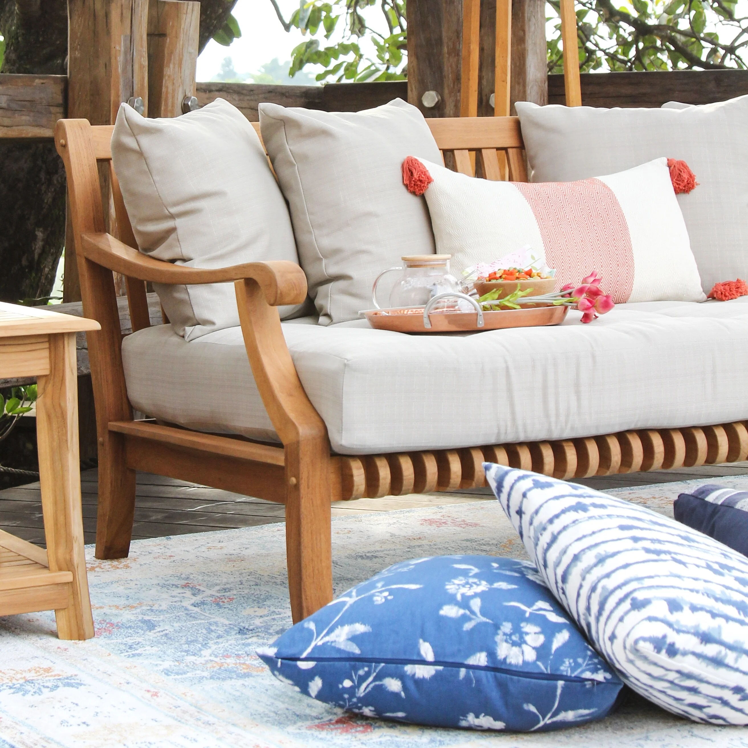 Cambridge Casual  Chara Teak Outdoor Daybed with Cushion