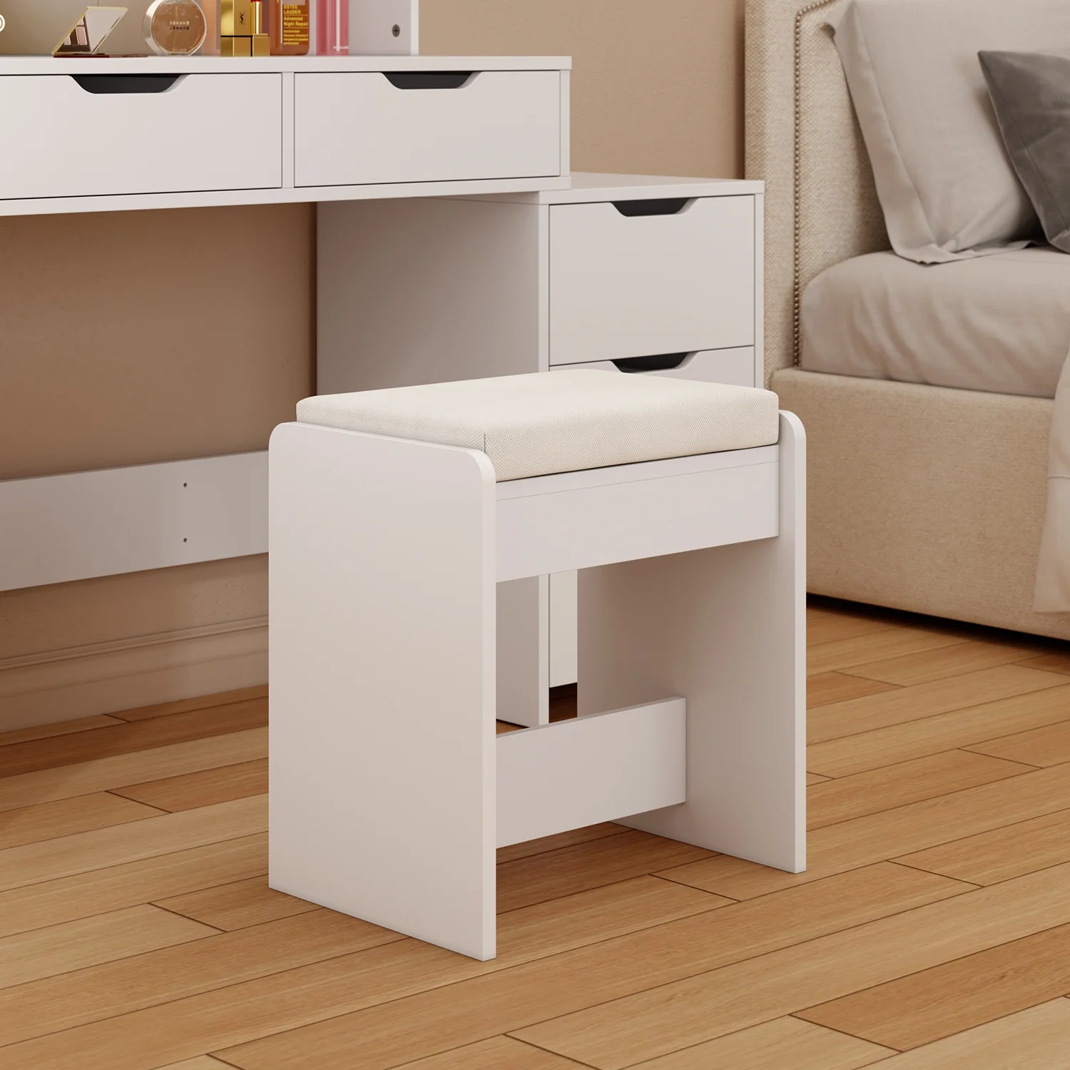 Vanity Desk, Lofka Makeup Vanity with Mirror and Lights, Large Vanity Table Set, White