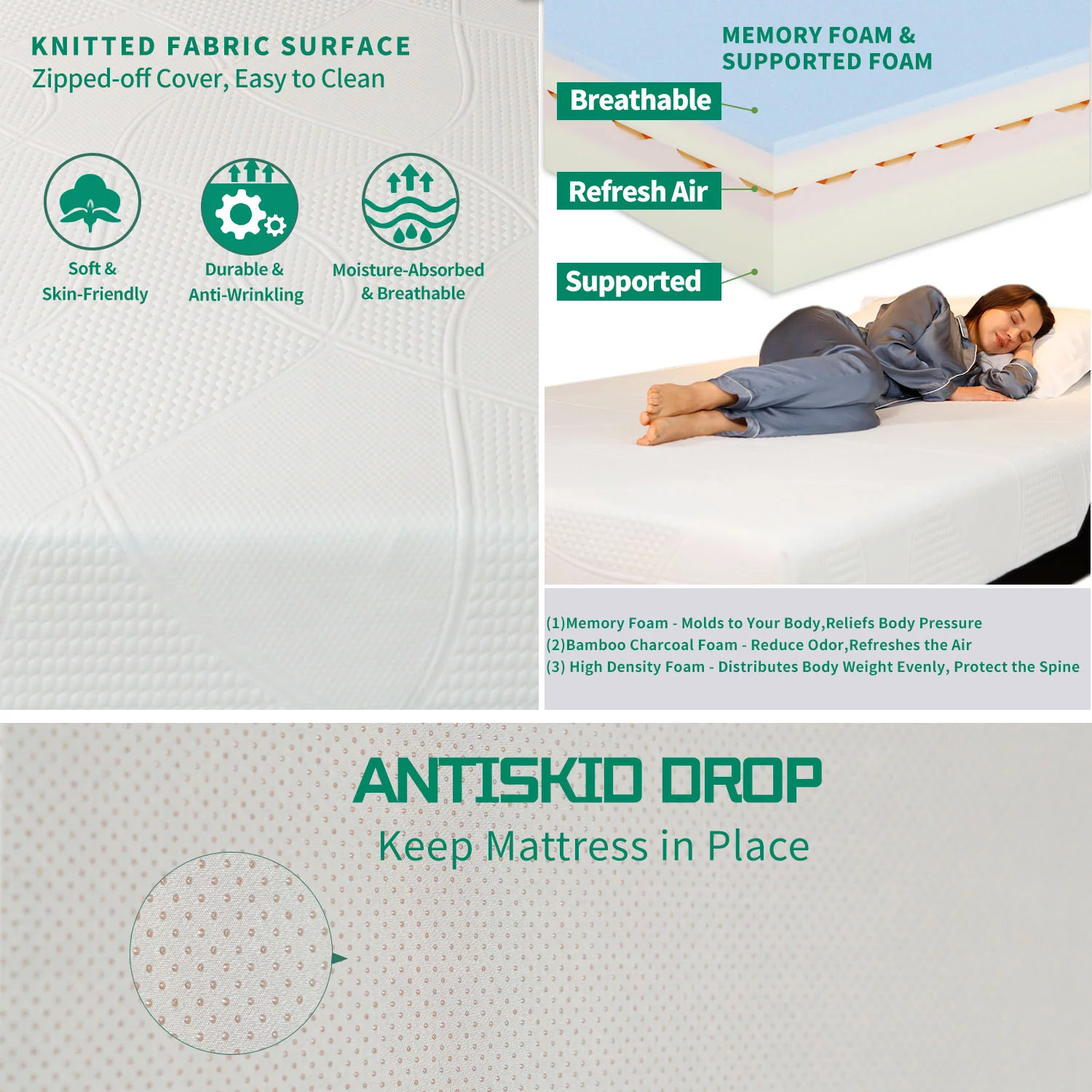 12 inch Gel Memory Foam Mattress Twin Size in a Box with Detachable Cover Medium Firm Bed Mattresses