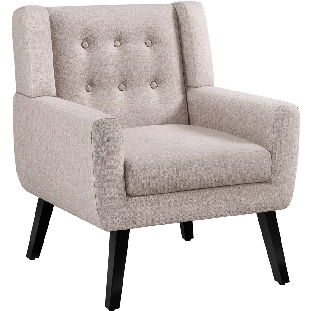 Easyfashion Upholstered Button Tufted Accent Chair, Beige