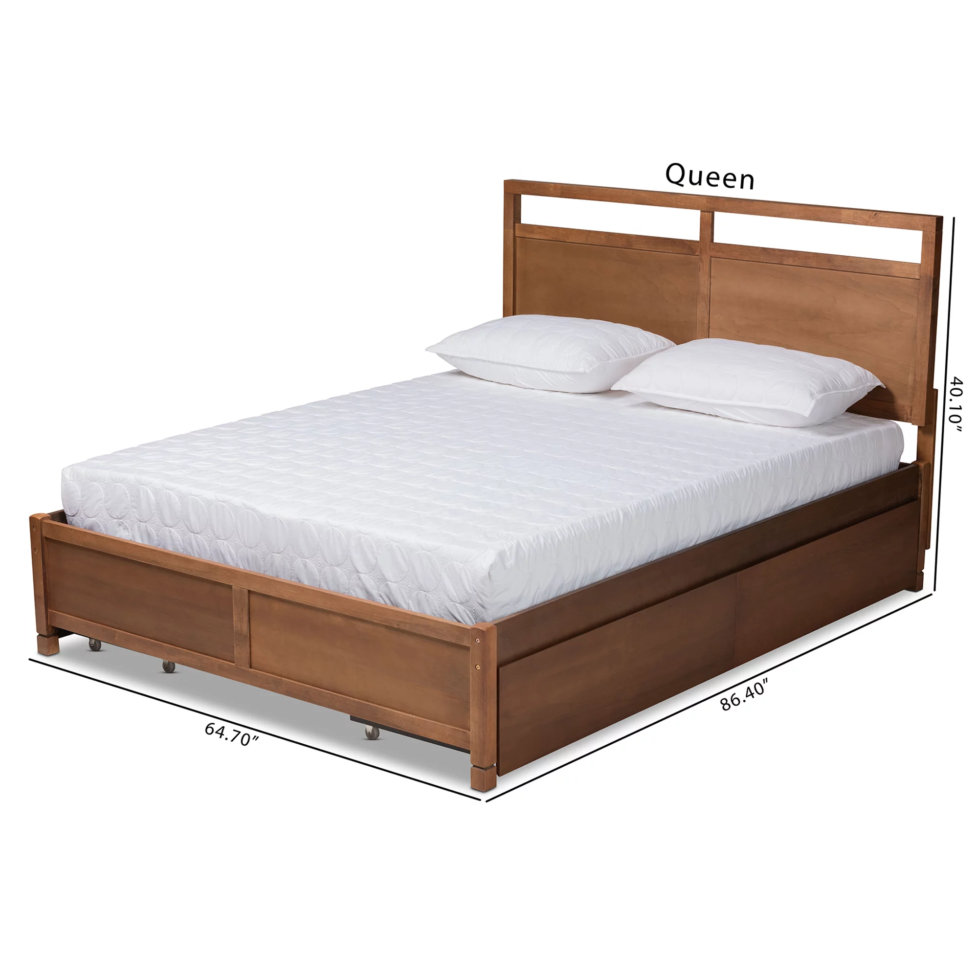 Baxton Studio Saffron Modern and Contemporary Walnut Brown Finished Wood Full Size 4-Drawer Platform Storage Bed