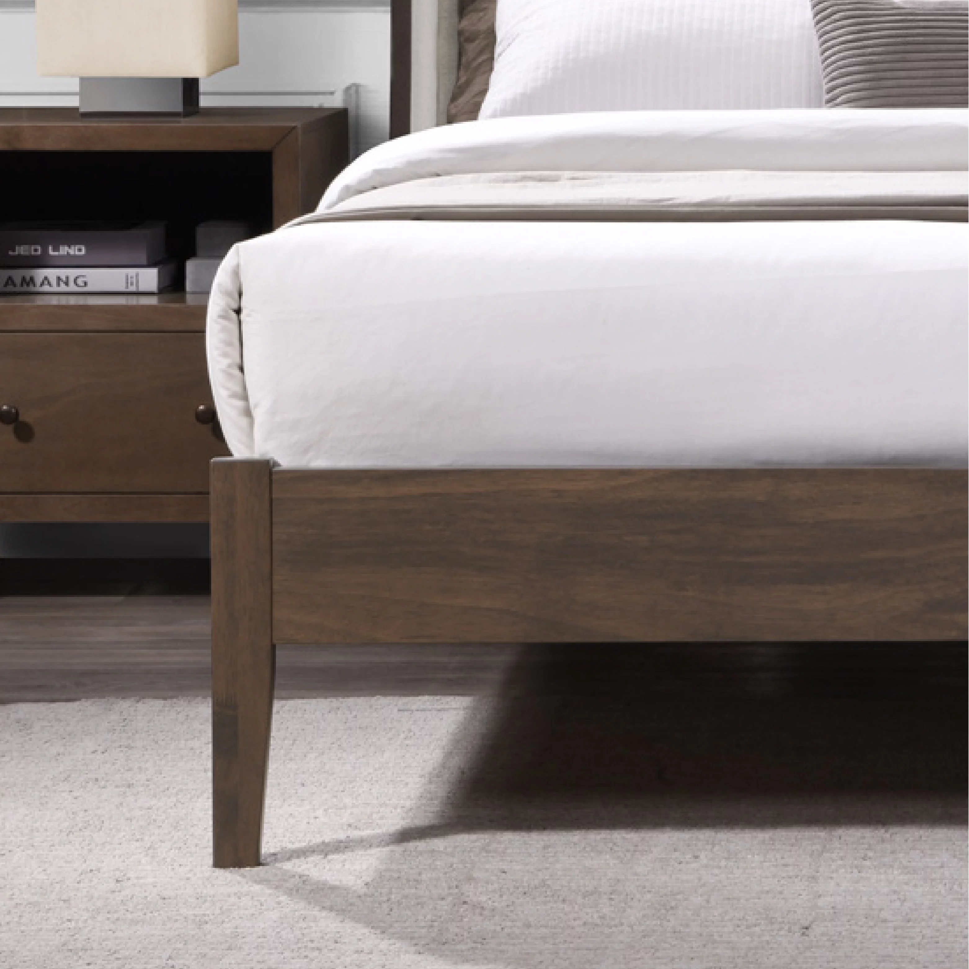 DG Casa Thomas Wingback Channel Queen Bed Frame - Stylish Upholstered Bed Frame Queen | Easy Install Queen Bed Frame with Headboard and Wooden Slat Support Included | No Box Spring Required