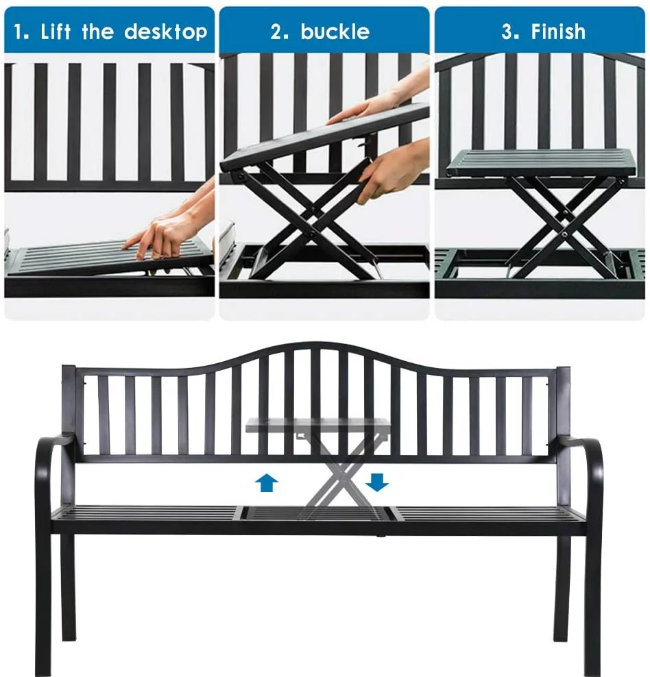 Park Bench Metal Bench Garden Bench Chair Outdoor Benches Clearance Patio Bench Yard Bench Porch Work Entryway Steel Frame Furniture