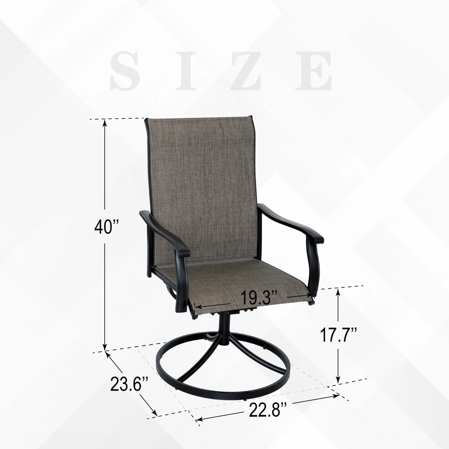 Patio Outdoor Dining Chairs Swivel Chairs, All Weather Breathable Textile Garden Furniture Chairs Set for Backyard, Set of 4 - Grey