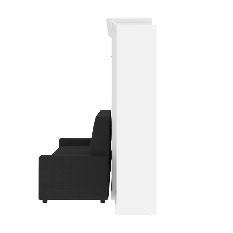 Atlin Designs Wood Full Murphy Bed with Closet Organizer in Bark Gray/White