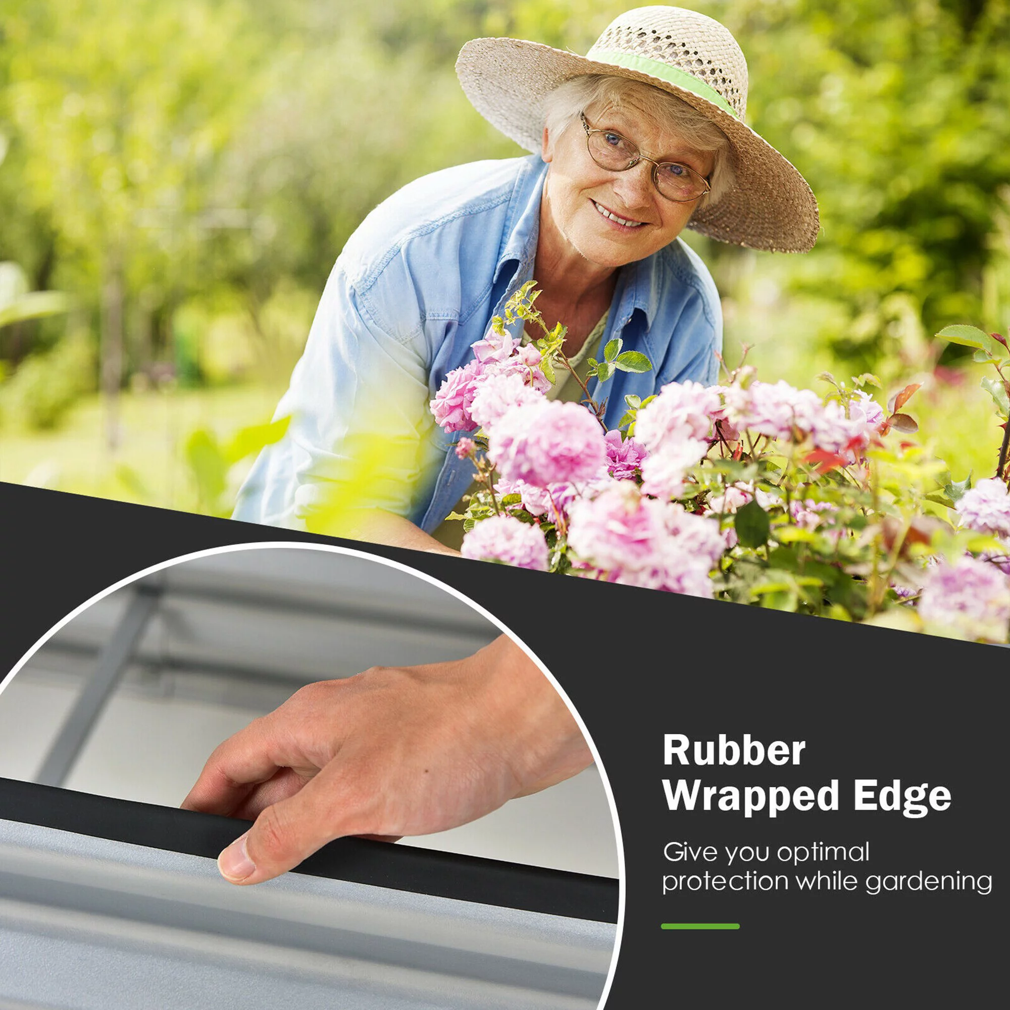 SEJOV 8x4x2ft Outdoor Metal Raised Garden Bed, Planter Box for Vegetables, Flowers, Herbs - Silver