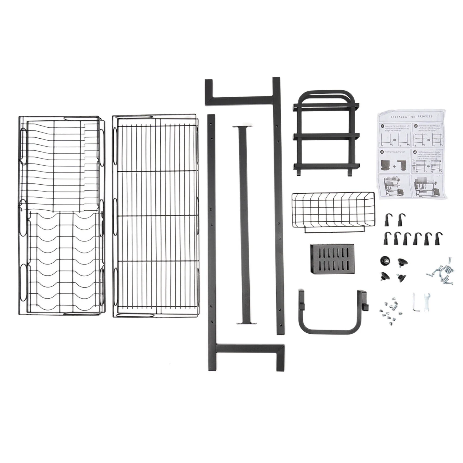 2-tiers Over-the-sink Adjustable Large 24.4'' Dish Drying Rack Large Drainage Multifunctional Kitchen Rack
