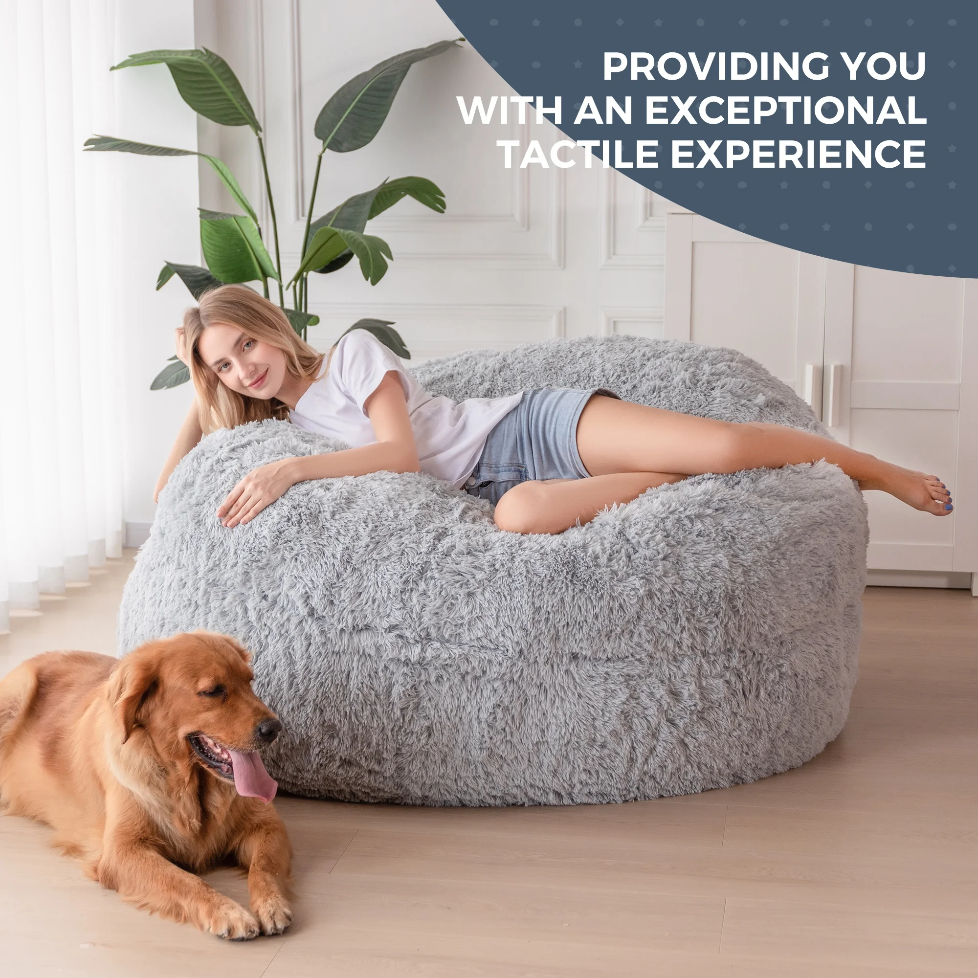 BYBYME Giant Bean Bag Chair Bed for Adults, Convertible Beanbag Folds from Lazy Chair to Floor Mattress Bed, Large Floor Sofa Couch, Big Sofa Bed, High-Density Foam Filling, Machine Washable,Full