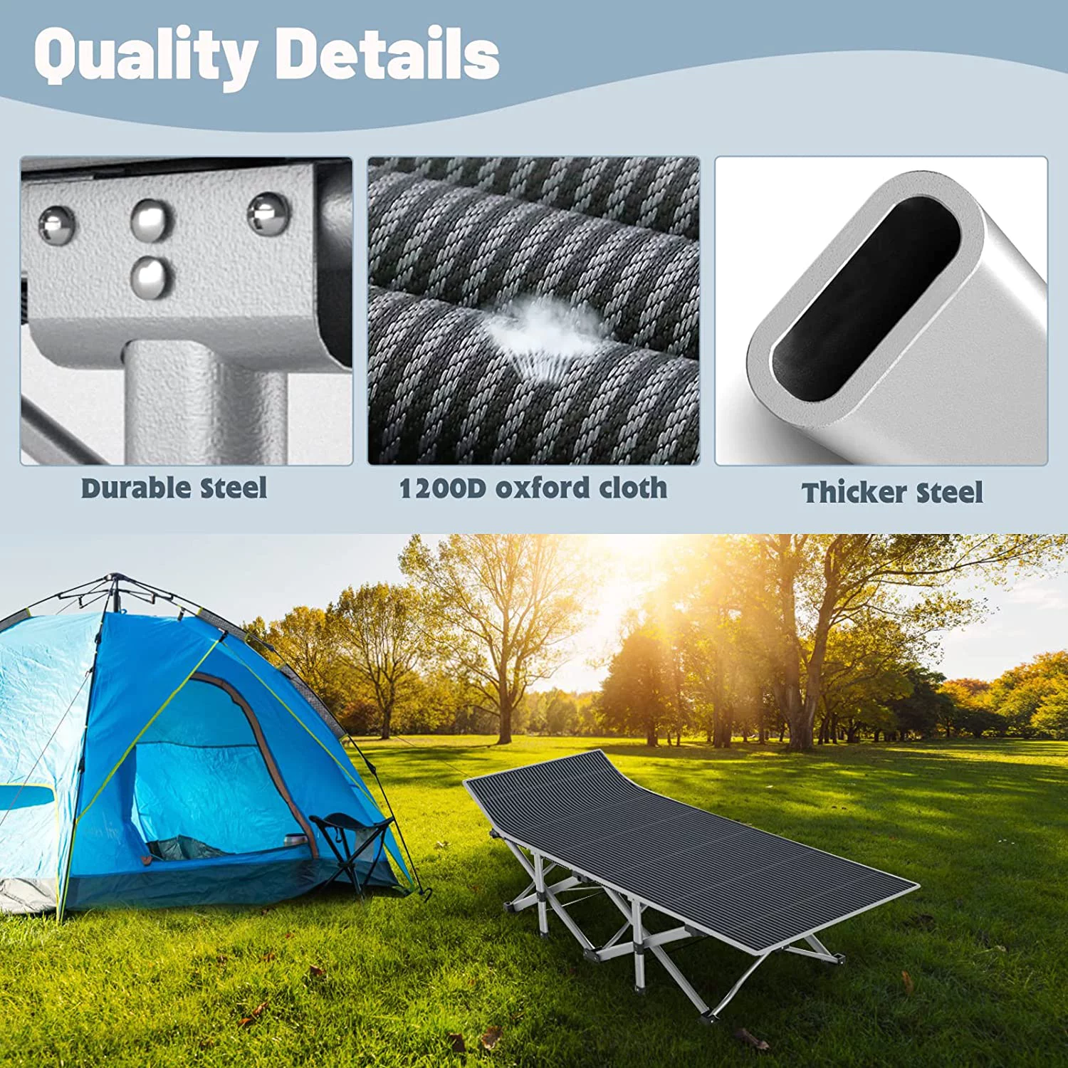 Docred Adult Folding Camping Cot for Adults Portable Folding Outdoor Cot with Carry Bags for Outdoor Travel Camp Beach Vacation