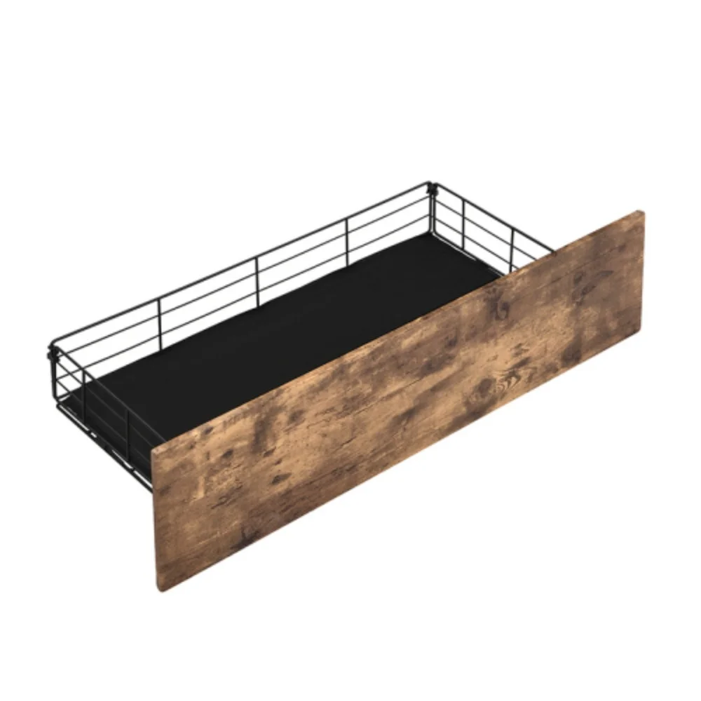 Queen Bed Frame, Storage Headboard with Charging Station, Solid and Stable, Noise Free, No Box Spring Needed, Easy Assembly  Antique brown + Metal & Wood + Bedroom + Queen + Bed Frame + Metal