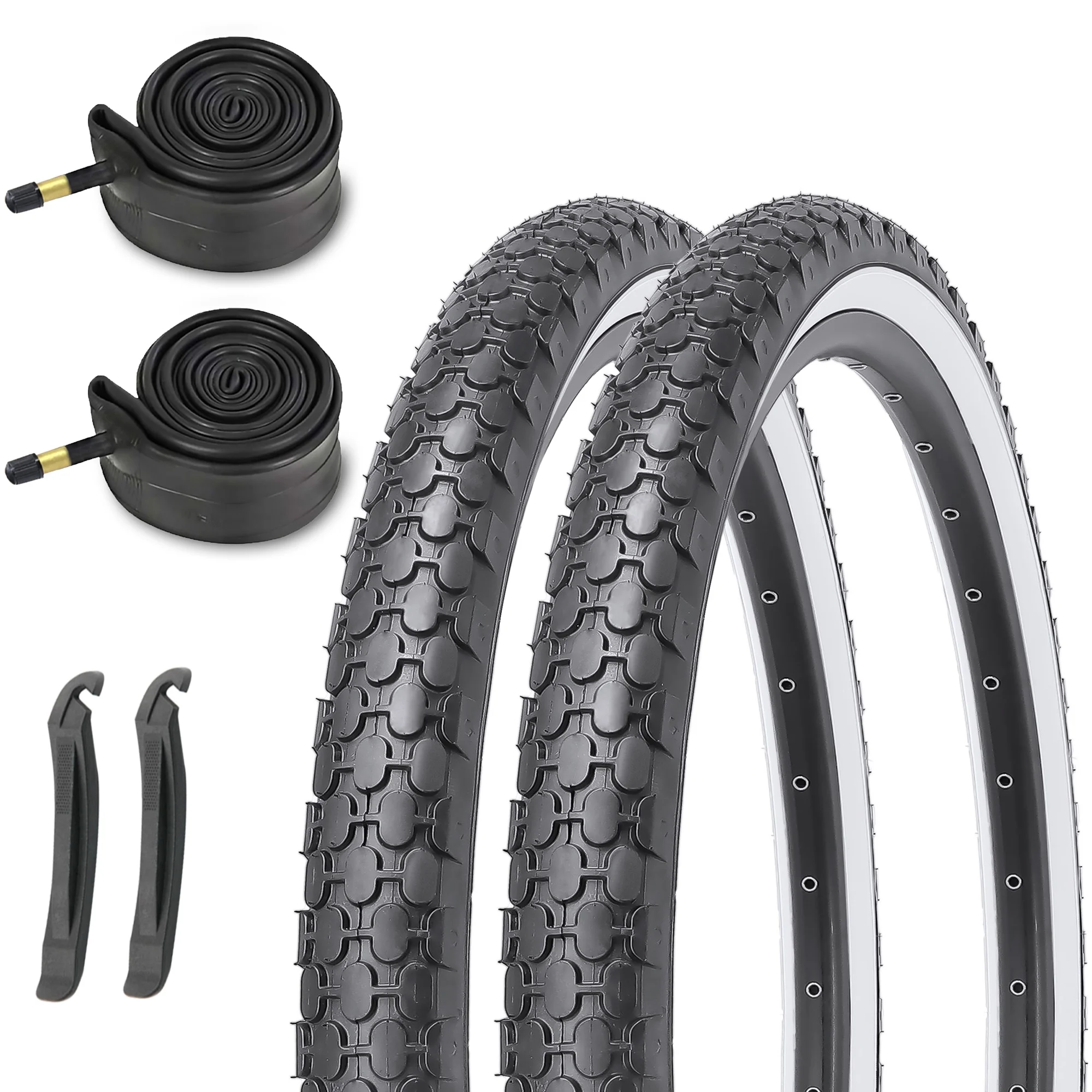 MOHEGIA Beach Cruiser Bike Tires Replacement Kit with 26 x 2.125 Inch Folding Bicycle Tires,Inner Tubes and Tire Levers (2 Packs)