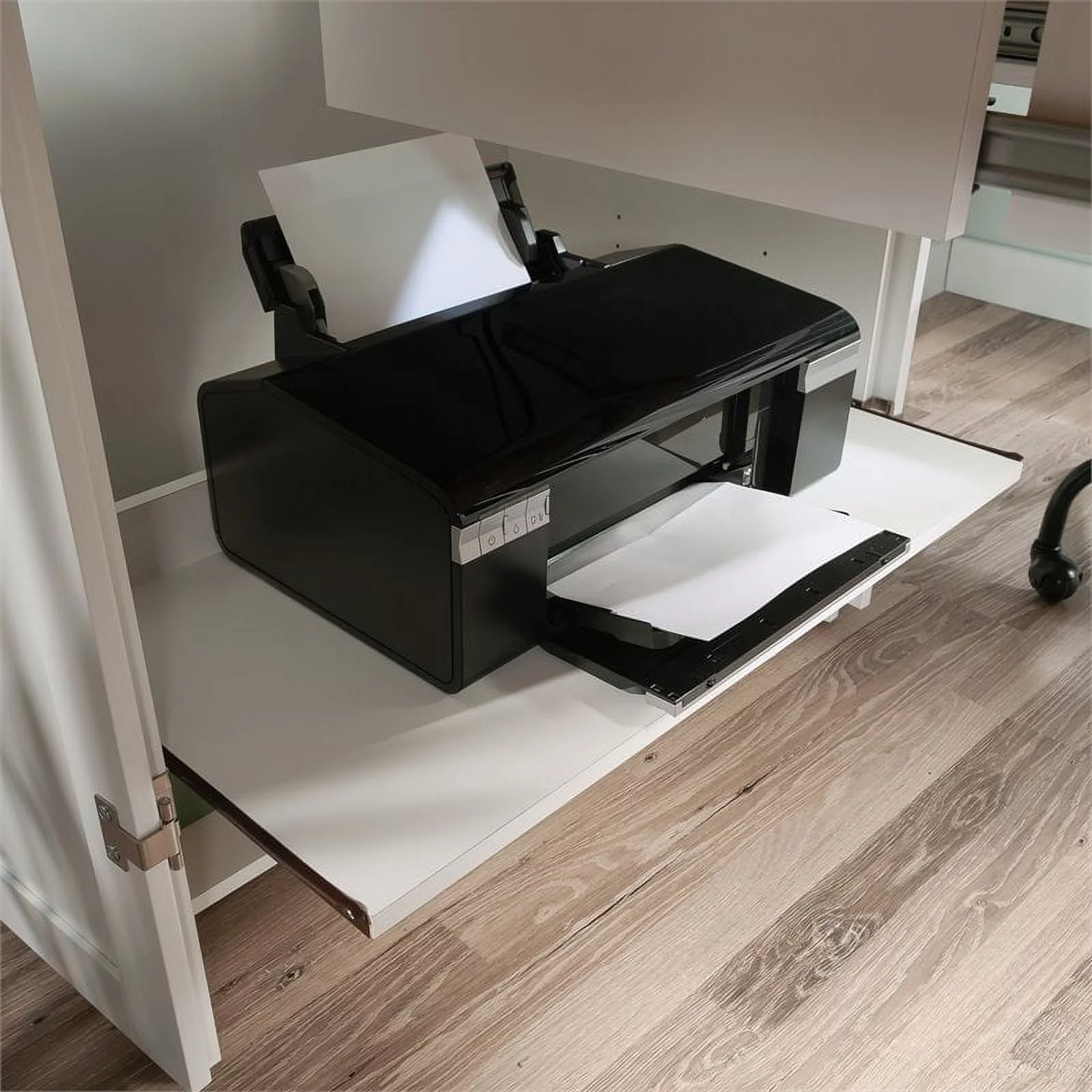 Pemberly Row Modern Engineered Wood Multi-Purpose Storage Craft Armoire in White