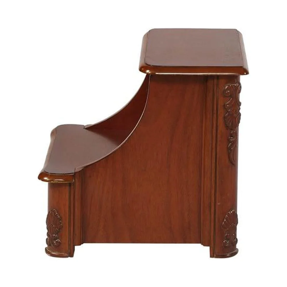 Linon Woodbury Wood Bed Steps with Storage in Brown