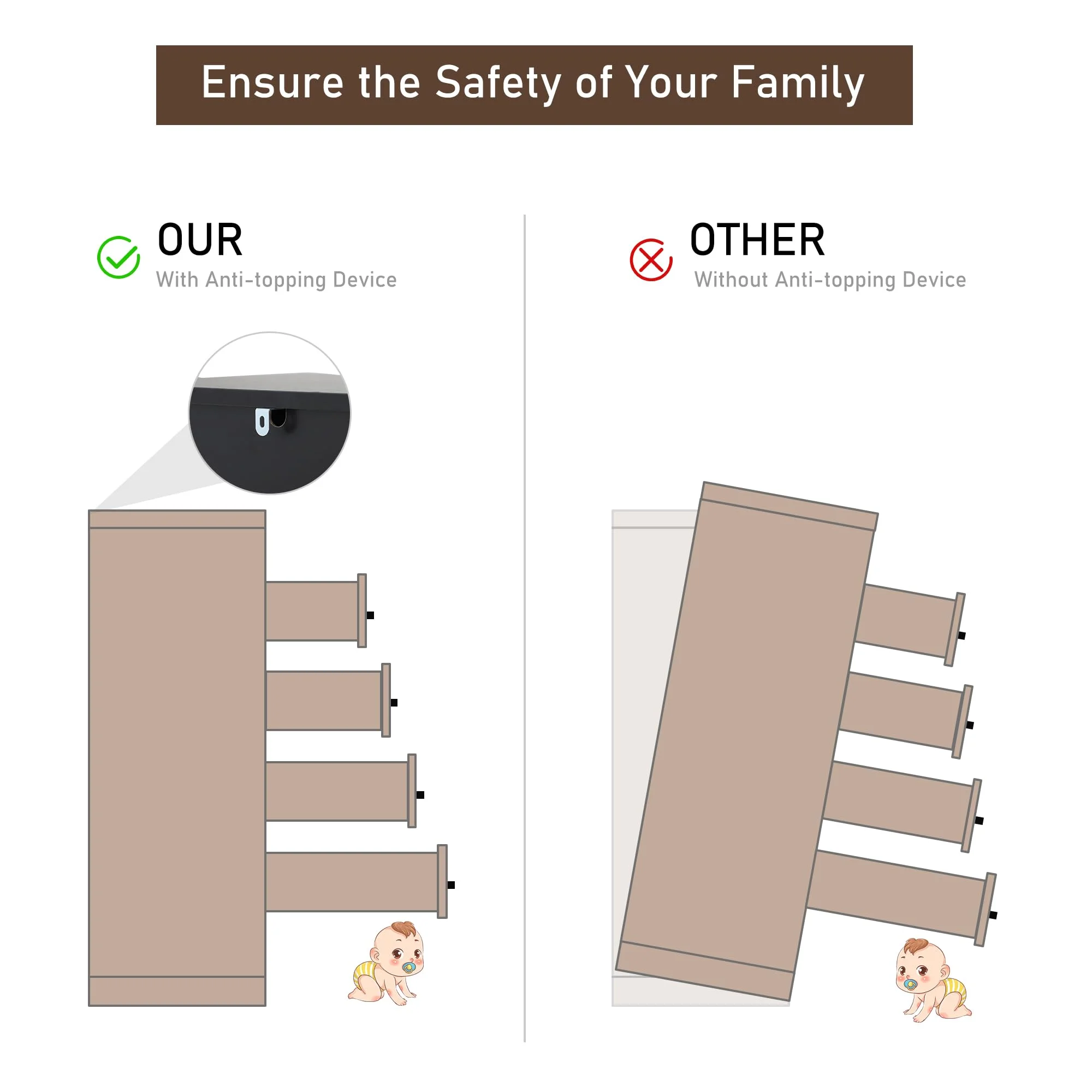 ChVans White 9 Drawer Dresser for Bedroom with Charging Station, 63