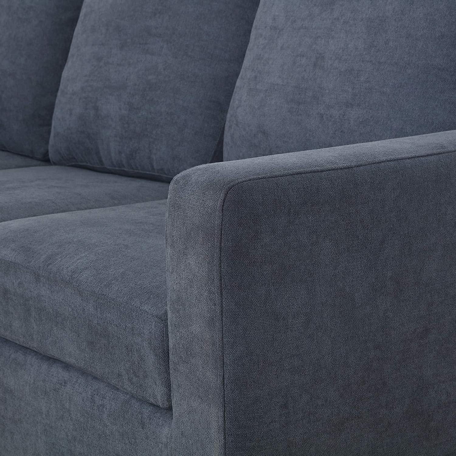 HONBAY Convertible Sectional Sofa Couch, L-Shaped Couch with Modern Linen Fabric for Small Space Dark Grey