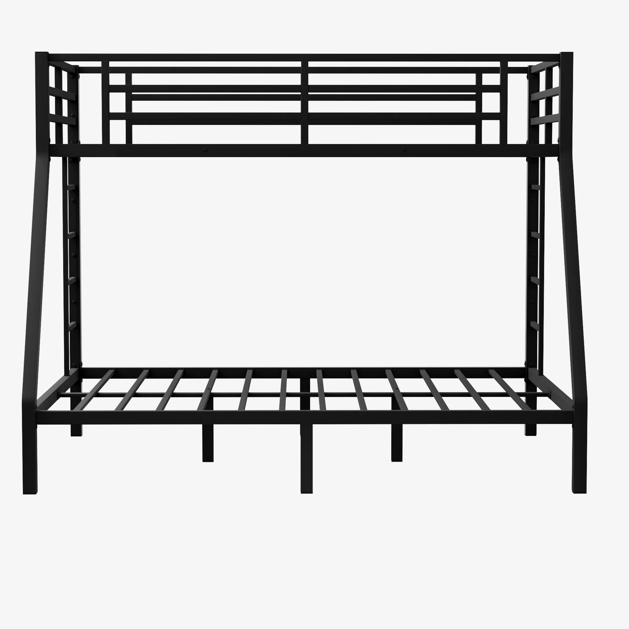 Bellemave Metal Bunk Beds Twin XL over Queen Bunk Bed for Adults, Teens, Kids Heavy Duty Bunk Bed Frame with 2 Ladder and Full-Length Guardrails, No Box Spring Needed, Black