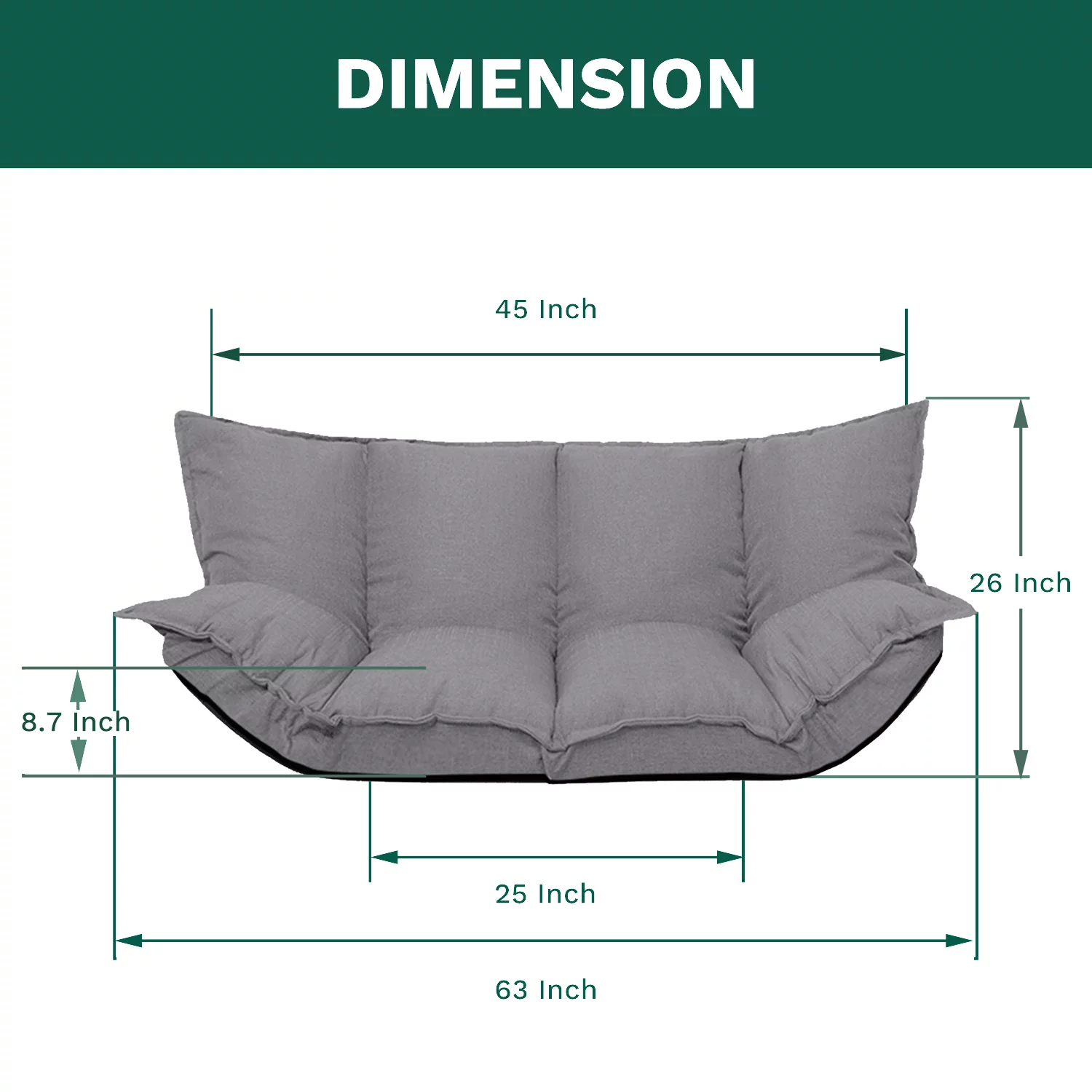 Lazy Sofa Futons Sets Folding Sofa Bed Adjustable Sofa TV Floor Couch | Dark Grey