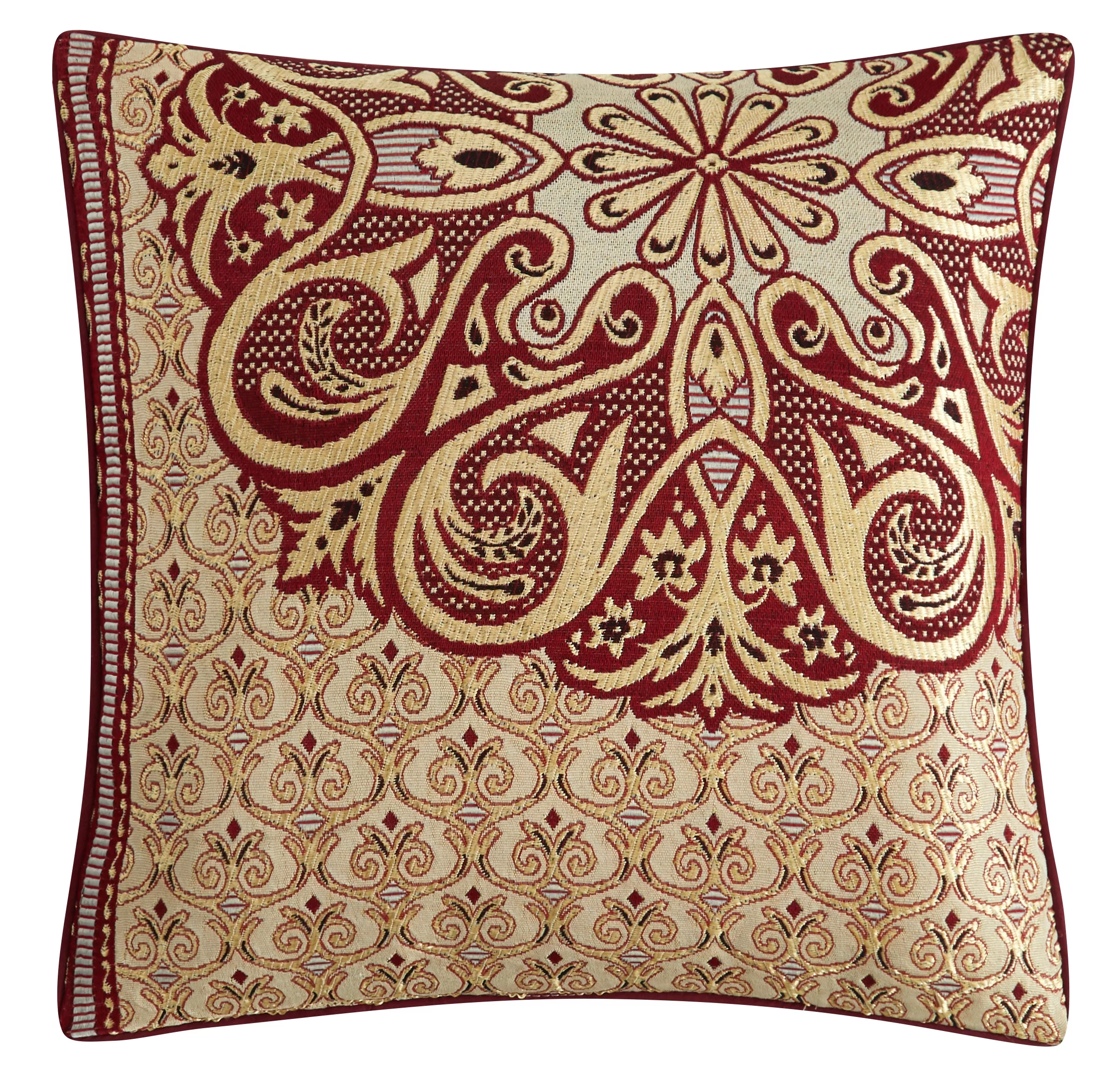 Lanco 7 Piece Comforter Sets, Burgundy Bedding Sets, Queen Size with Shams, Bed Skirt, Elegant