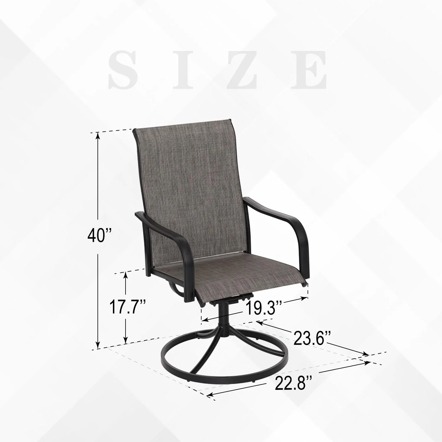 Patio Outdoor Dining Chairs Swivel Chairs, All Weather Breathable Textile Garden Furniture Chairs Set for Backyard, Set of 4 - Grey