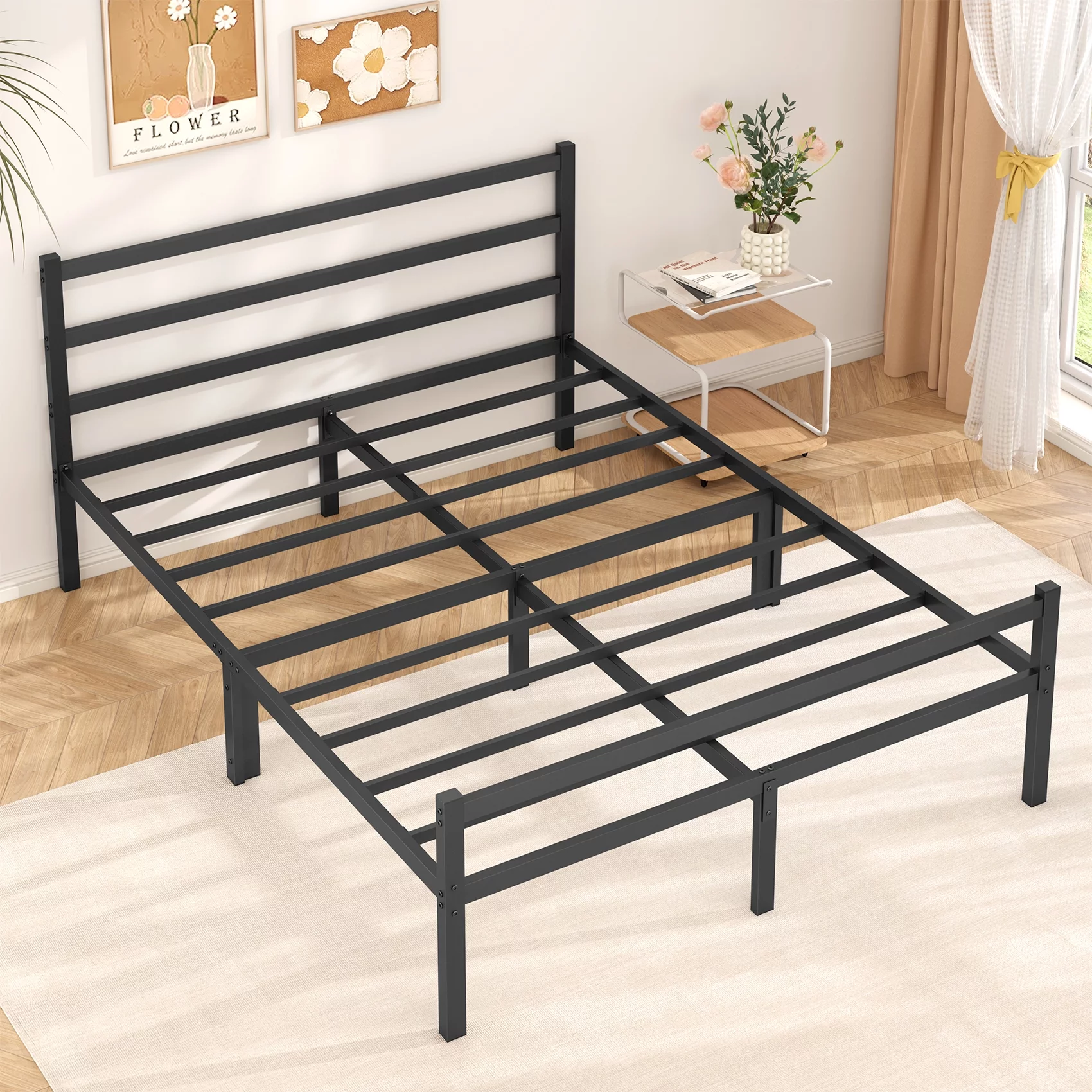 Mr IRONSTONE Heavy Duty Queen Size Metal Platform Bed Frame with Headboard and Footboard 14