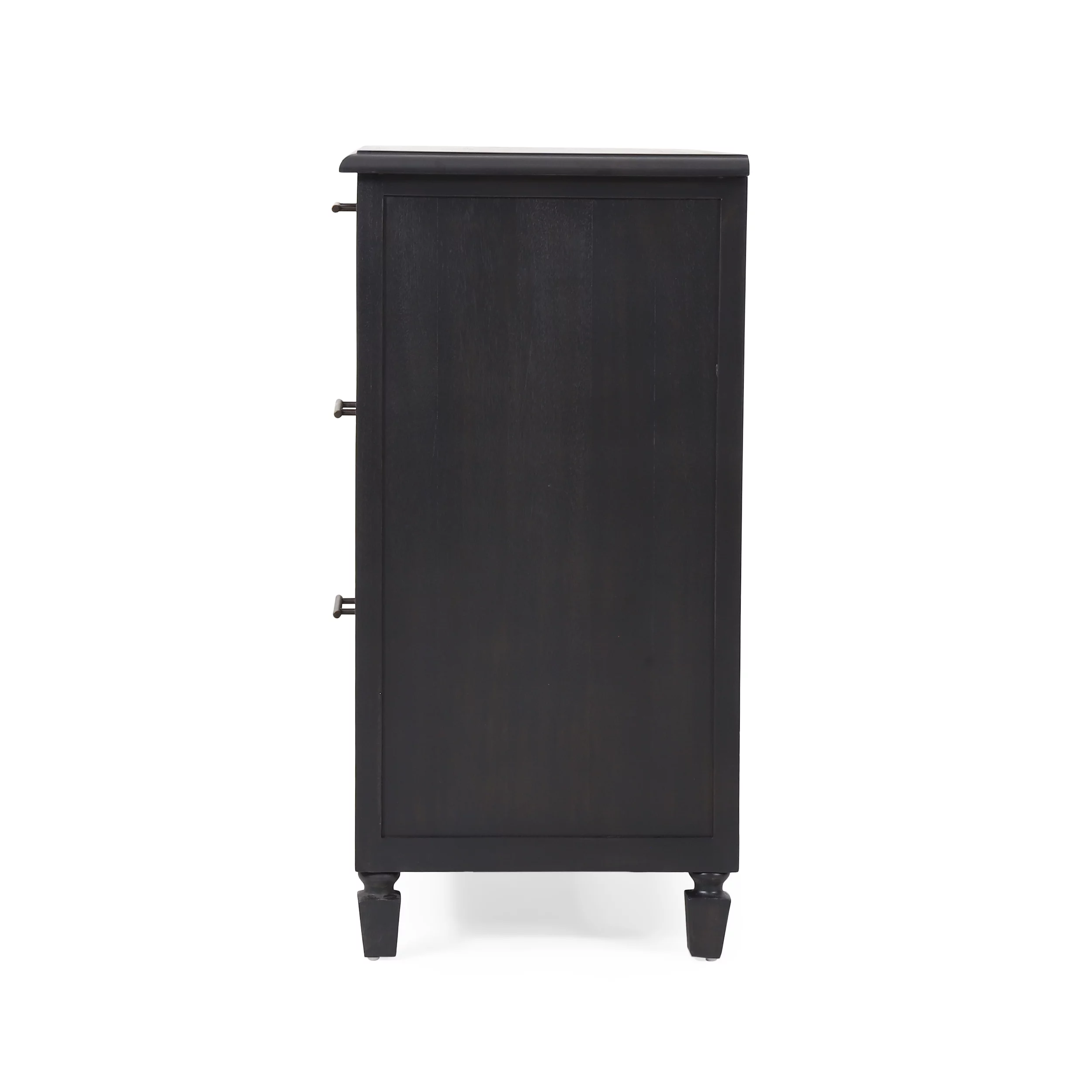 GDF Studio Pollards Rustic Acacia Wood and Cane 3 Drawer Dresser, Dark Gray