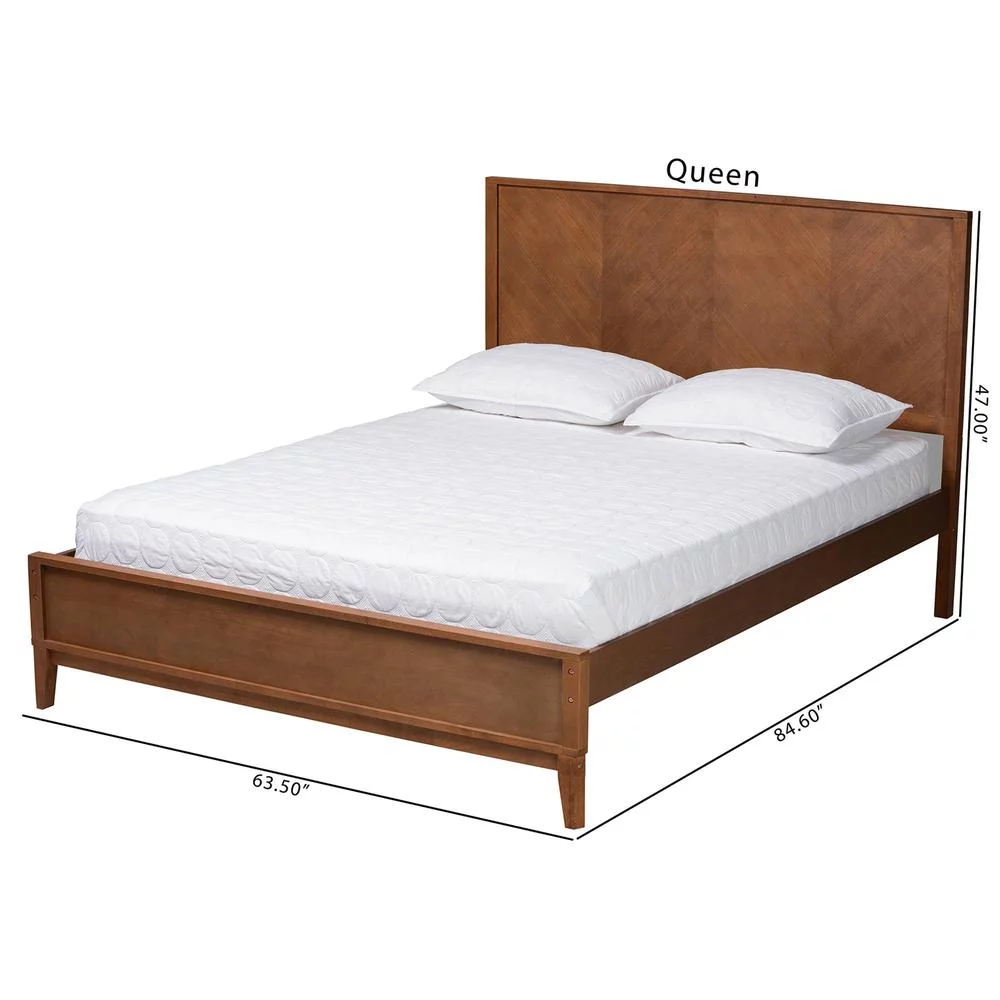 Baxton Studio Carver Ash Walnut Finished Wood Queen Size Platform Bed