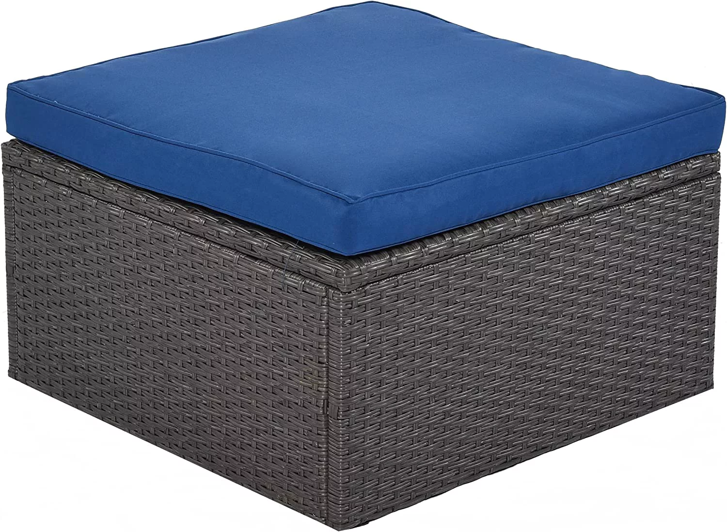 Outdoor Patio Rectangle Daybed with Retractable Canopy,All-Weather Wicker Sectional Furniture Set with Cushions and Lifting Table for Backyard Porch, Blue