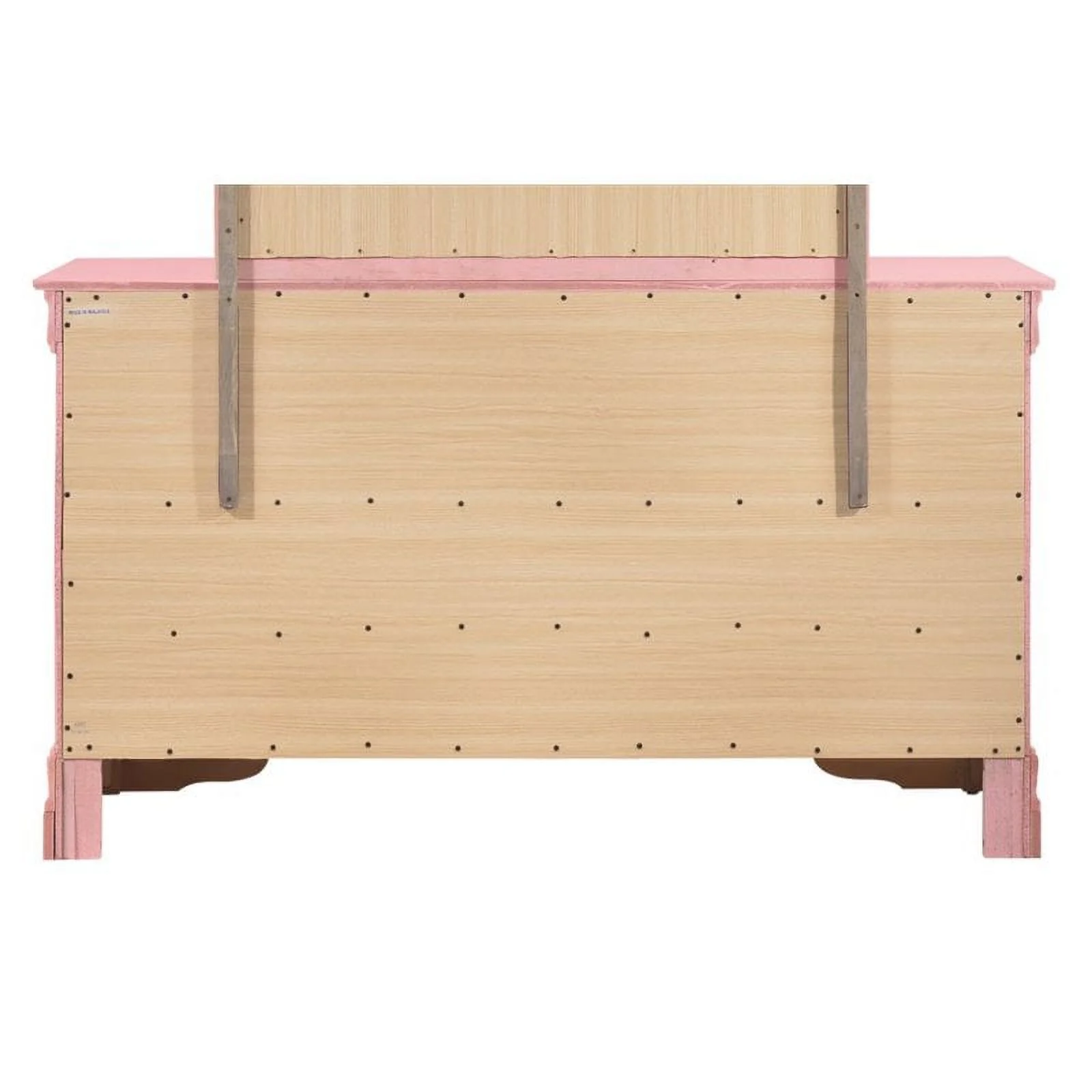 Maklaine Traditional Engineered Wood 6 Drawer Dresser in Pink