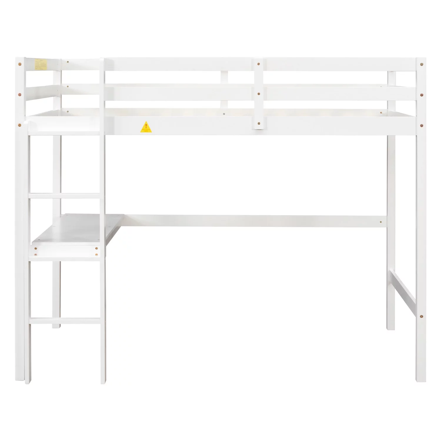 Syngar Twin Loft Bed Frame with Desk, Solid Pine Wood Twin Loft Bunk Bed Frame with Ladder for Boys Girls Teens Adults, No Box Spring Needed, Easy Assembly, White